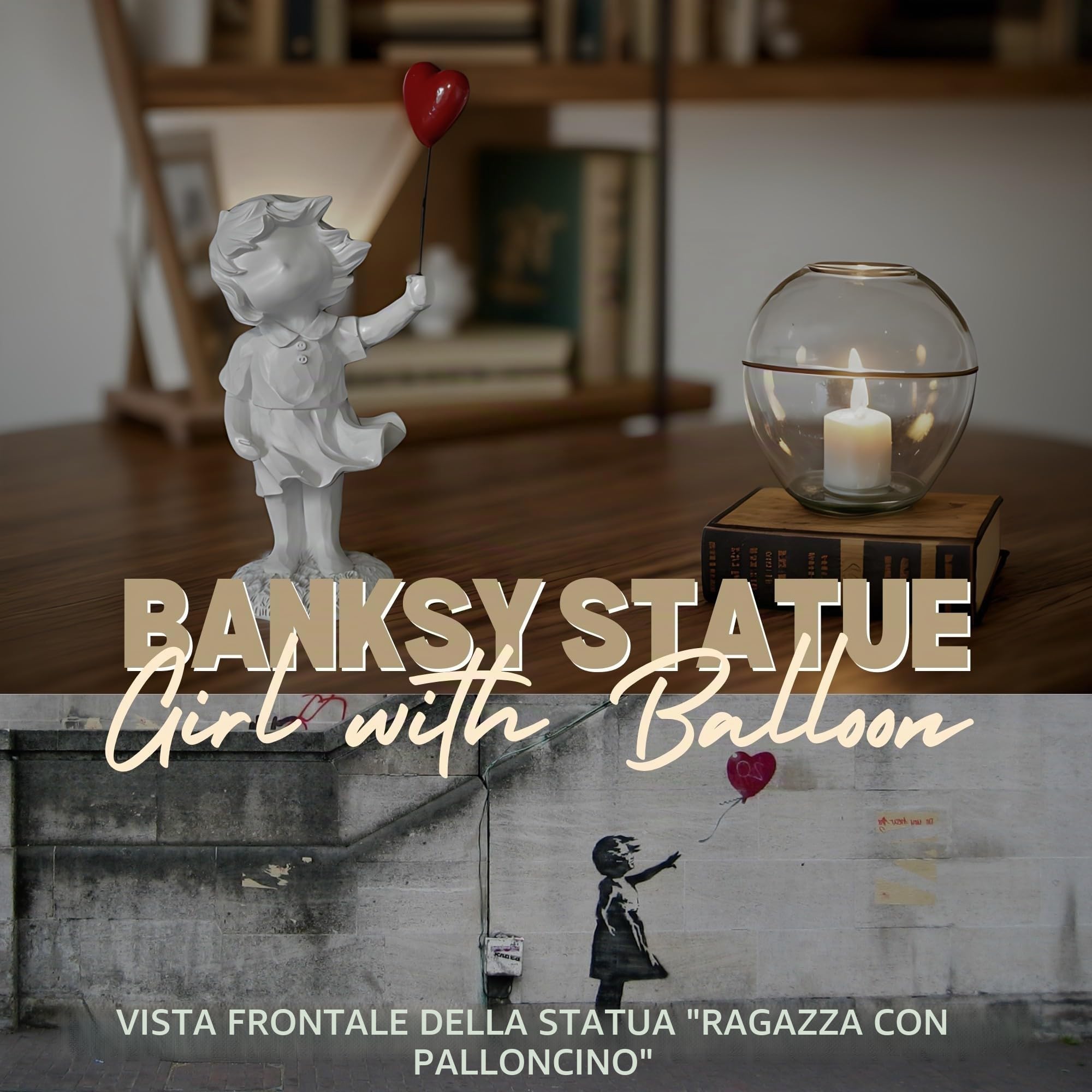 Banksy Graffiti ispirati – Bambina con Statua Palloncino, 21 cm, realizzata in resina di alta qualità
