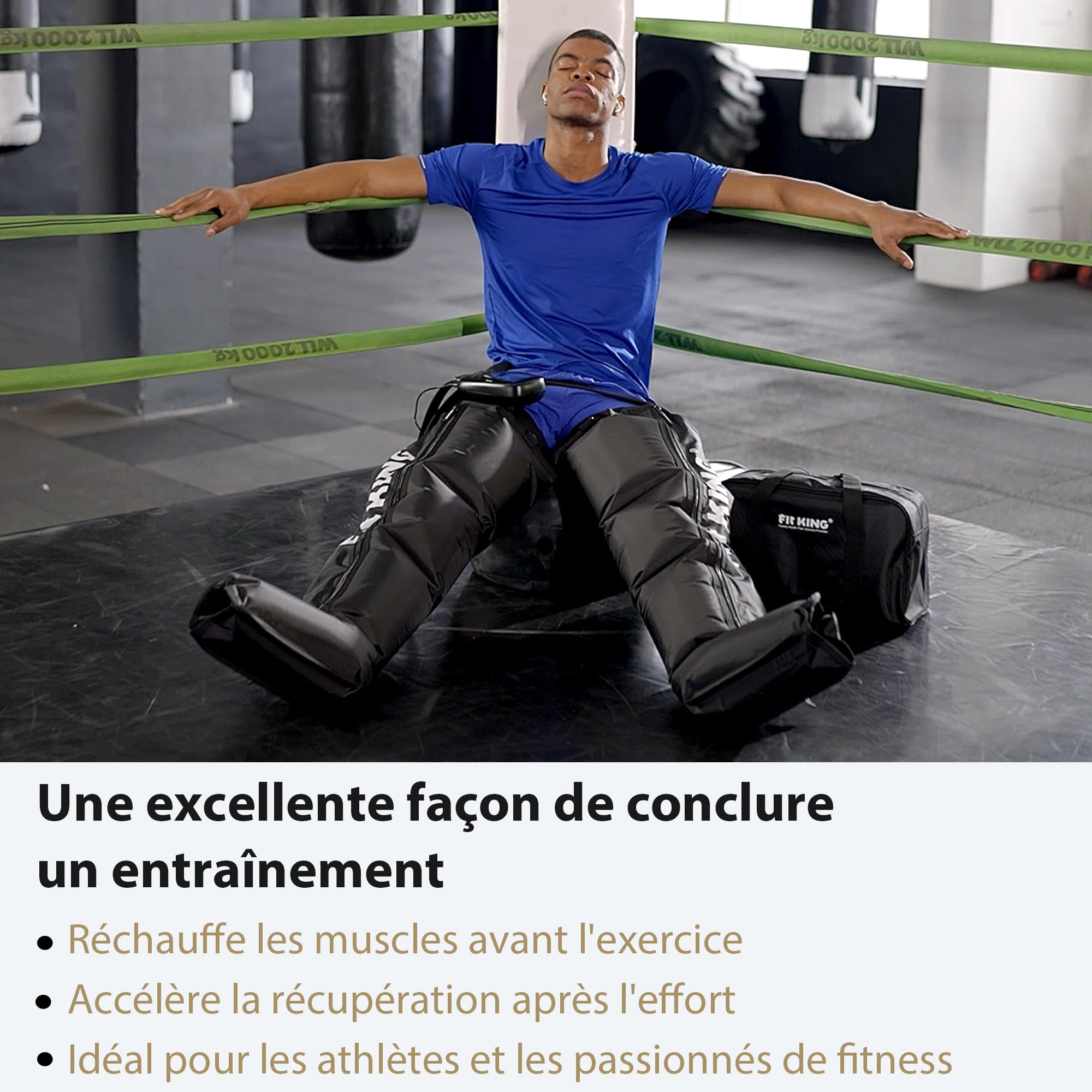 FIT KING Massage Jambes, Bottes de Pressothérapie pour la Détente, Appareil de Massage Piedss Idéal après le Sport pour des Jambes Légères (M)