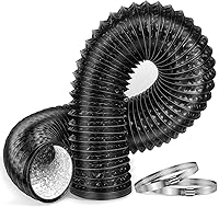 Zrigiwr 4-Inch 6.55ft Flexible Aluminum Dryer Vent Hose with Clamps - Durable Ducting for HVAC, Grow Tents, Bathrooms & Kitchens