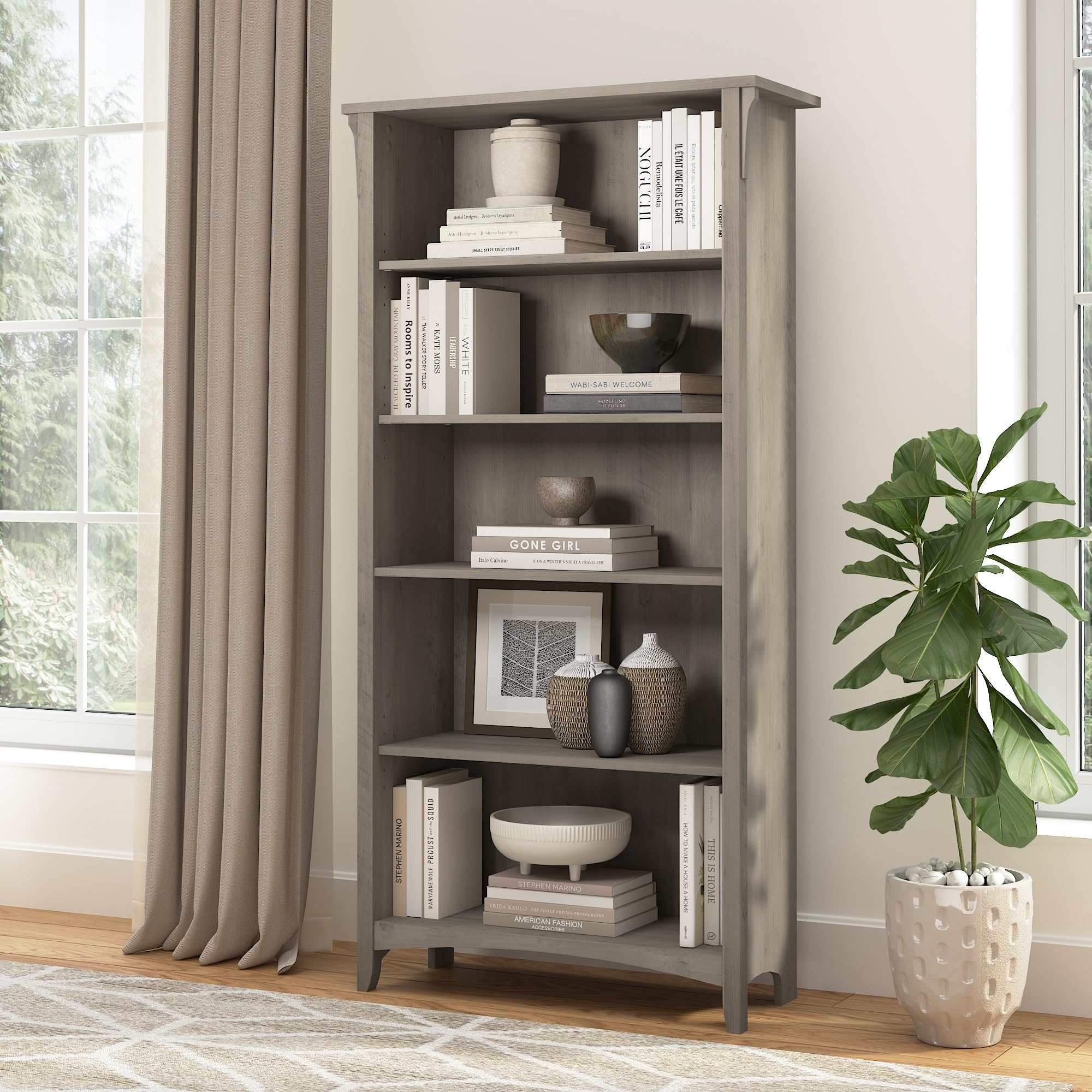Amazon.com: Bush Home Salinas 5 Shelf Bookcase in Driftwood Gray