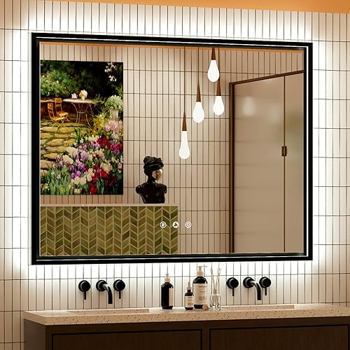 Miniatura 10 de Espejo LED de baño de 24 x 36 pulgadas, espejo de baño antivaho con luces LED, espejo de tocador LED iluminado frontal, espejo de maquillaje con luz