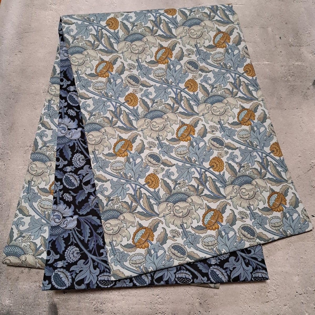 半幅帯　長尺　ウィリアムモリス　MEADOUシリーズ　　リバーシブル リバーシブル半幅帯（ウィリアムモリス✖️チャコールグレー