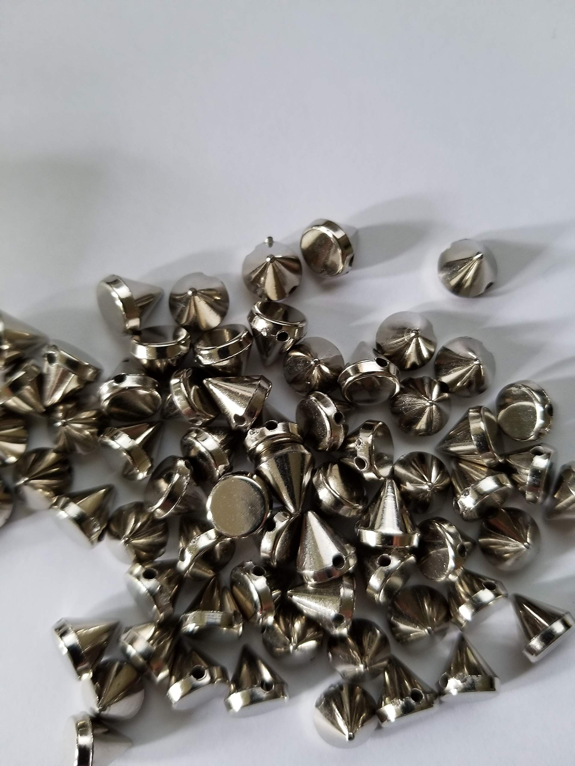 CraftbuddyUS 100pcs Acrylic 8mm Silver Silve Sew On Cone Spike Studs, DIY-image-9