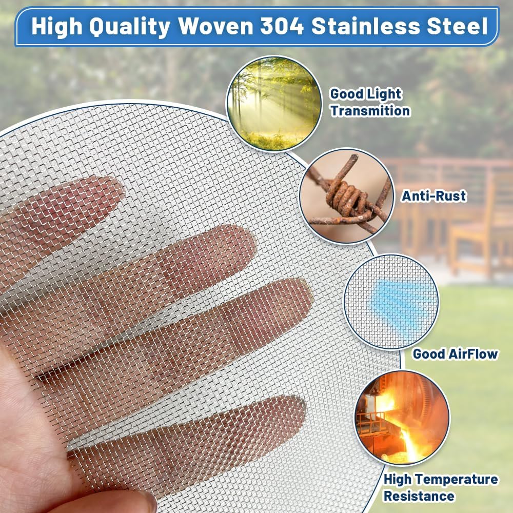 304 Stainless Steel Woven Screen Mesh Roll, 15 Mesh, 0.4mm Hole, 1mm Thickness, for Window Screens, Mosquito Nets, Rat Barriers (4 feet x 15 Meter) — Amazon image 3