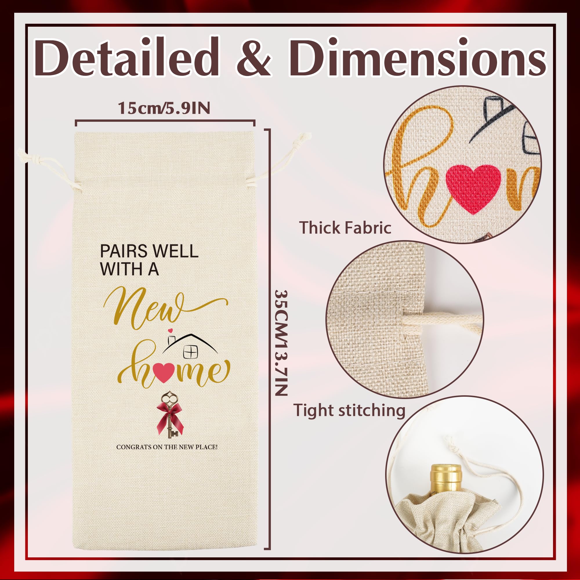 Housewarming Wine Gift Bag - Elegant Red Wine Bags for New Home, Perfect for Homeowners, Realtor Clients, Sweet Home Congrats