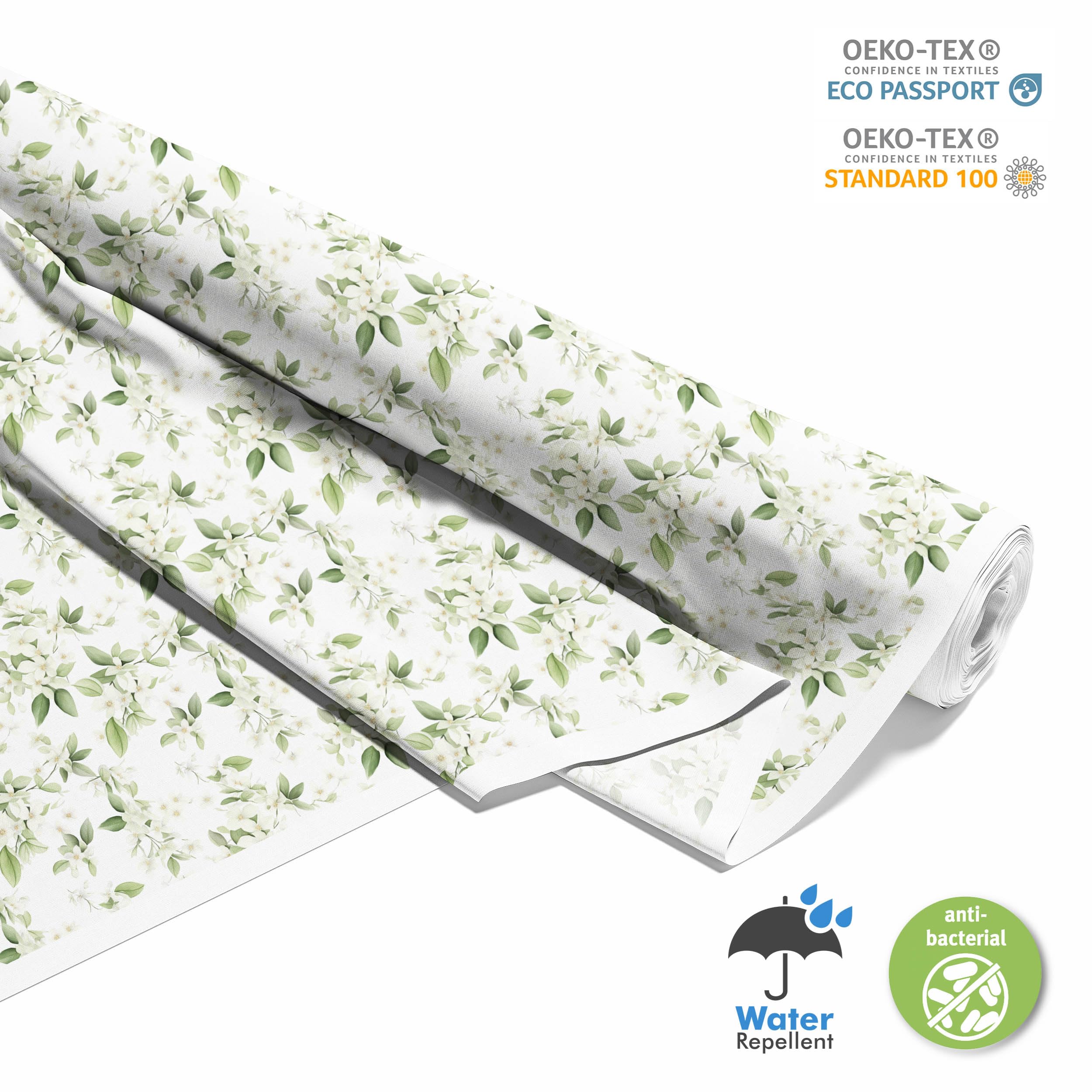 HEKO PANELS Stoff Oxford Wasserdichte Meterware Canvas-Stoff Polyester Nähstoff Dekostoffe Handwerken Wasserabweisend Blickdicht Pflanzen Aquarell Wasserfarbe 5 Meter 155 x 500 cm DX2490