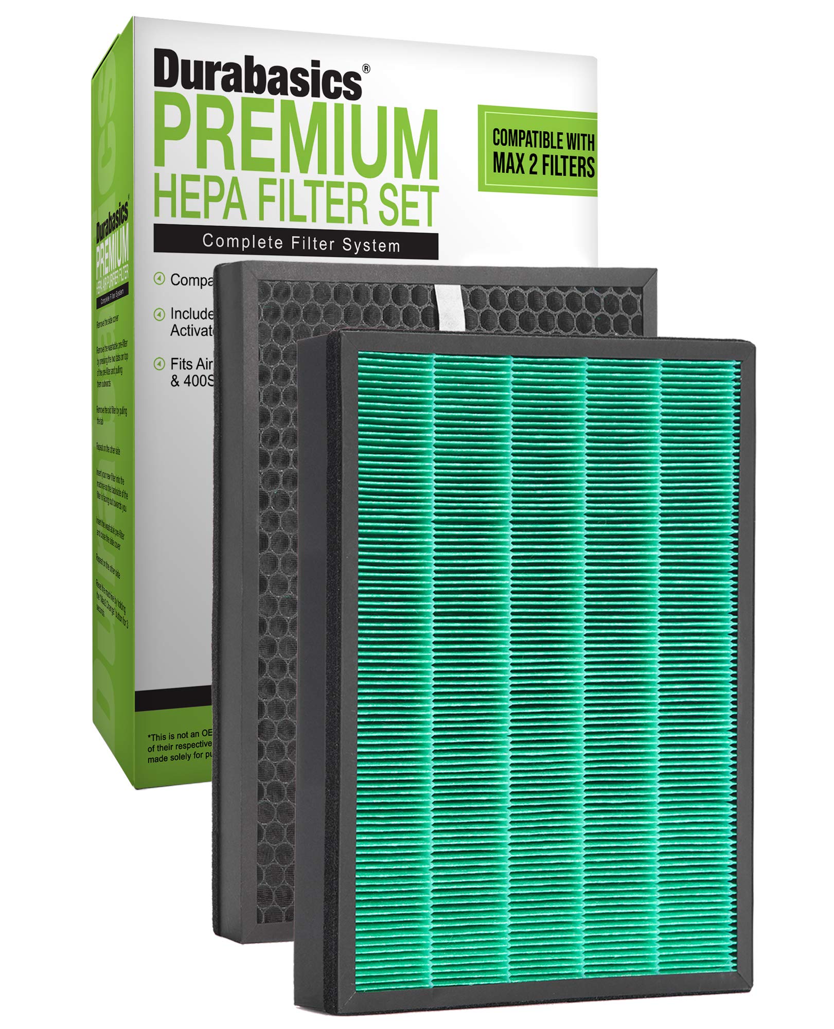 Coway Filter Replacement for 400/400S Airmega Max 2, High Performance True HEPA and Activated Carbon Filter for Air Purifier, 2-Pack