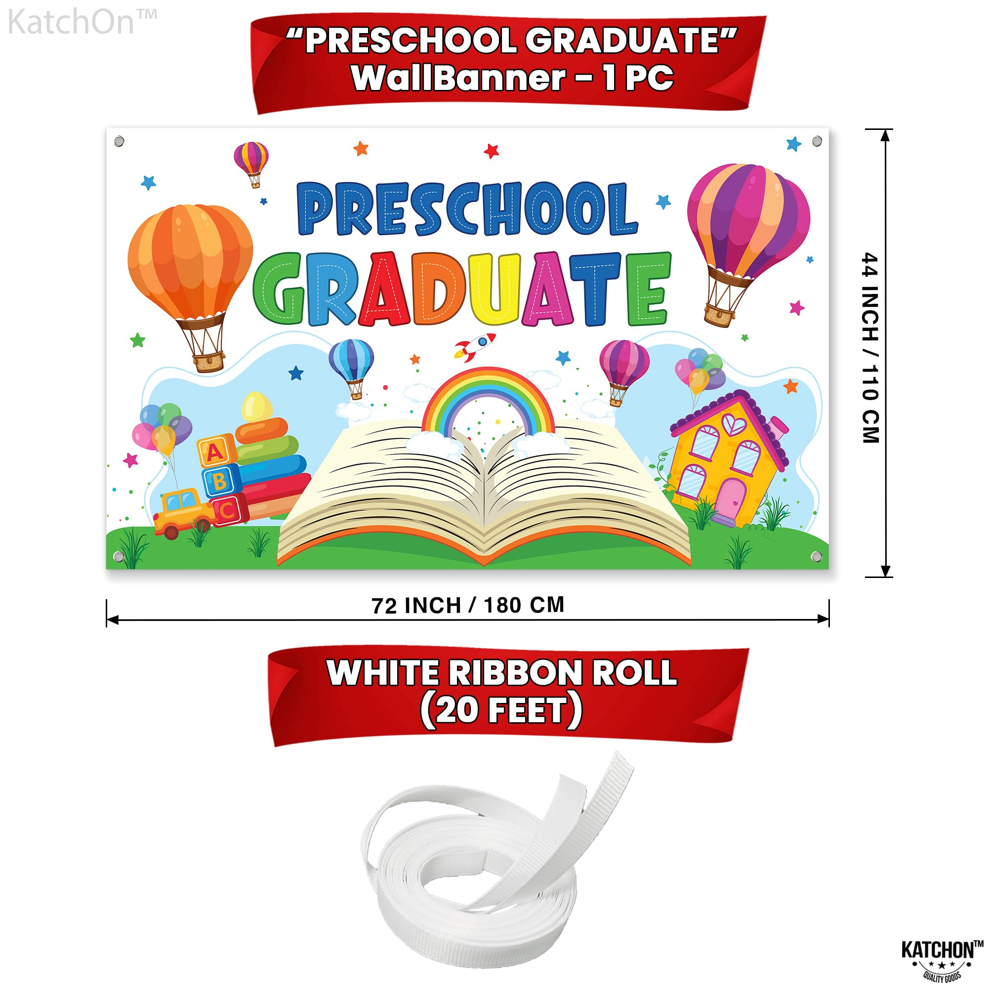 Katchon, Preschool Graduation Banner- 180x110 cm Graduation Backdrop| Kindergarten Class Of 2025 Decorations | Kindergarten Banner | Preschool graduation Decorations 2025 | preschool Graduate