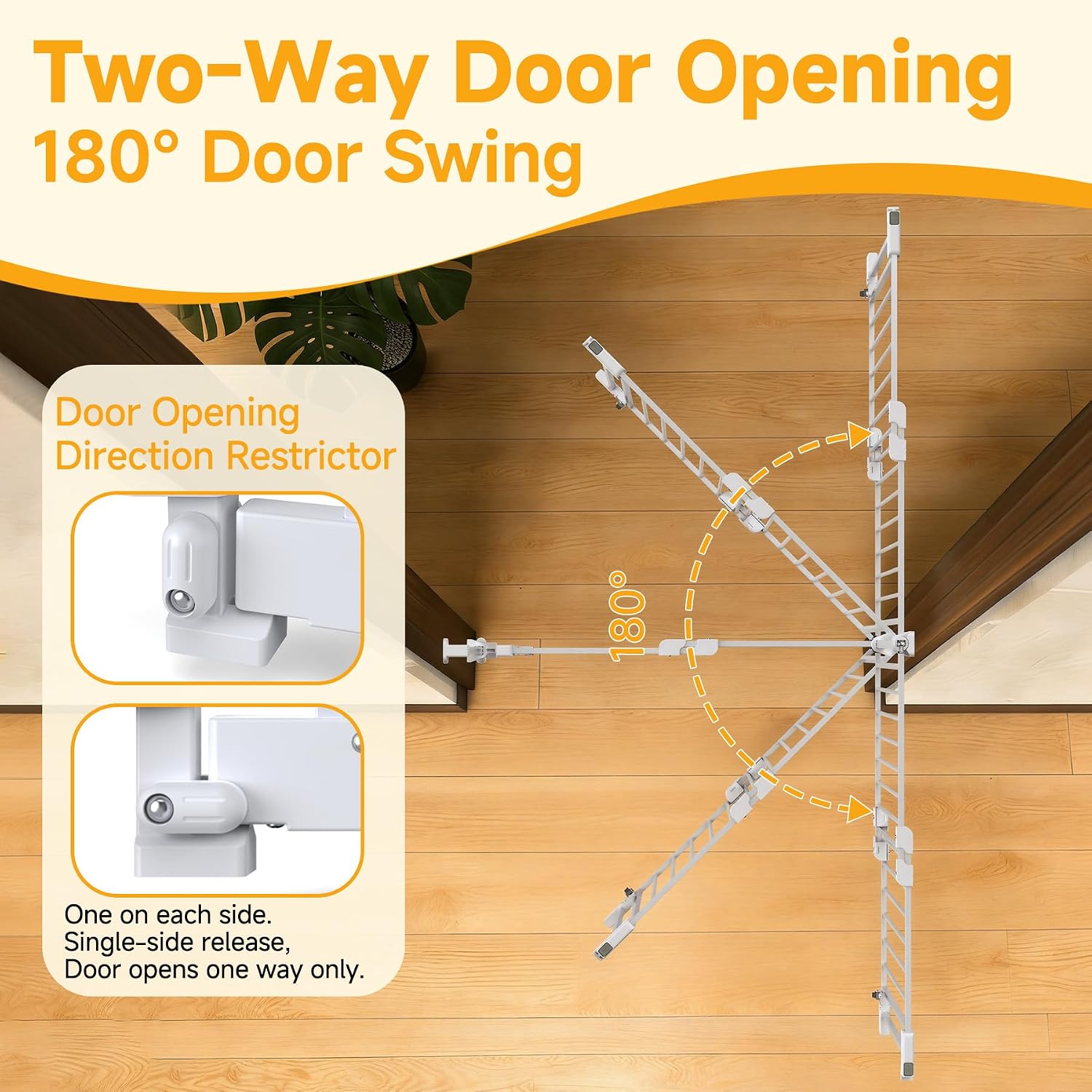 29.7"-45" Baby Gate for Stairs, Metal Pet Dog Gate for Doorways Indoor, 2 Installation Positions, Hardware Mount, 29.1”H Walk Through Safety Child Gate for Kids Toddler, White