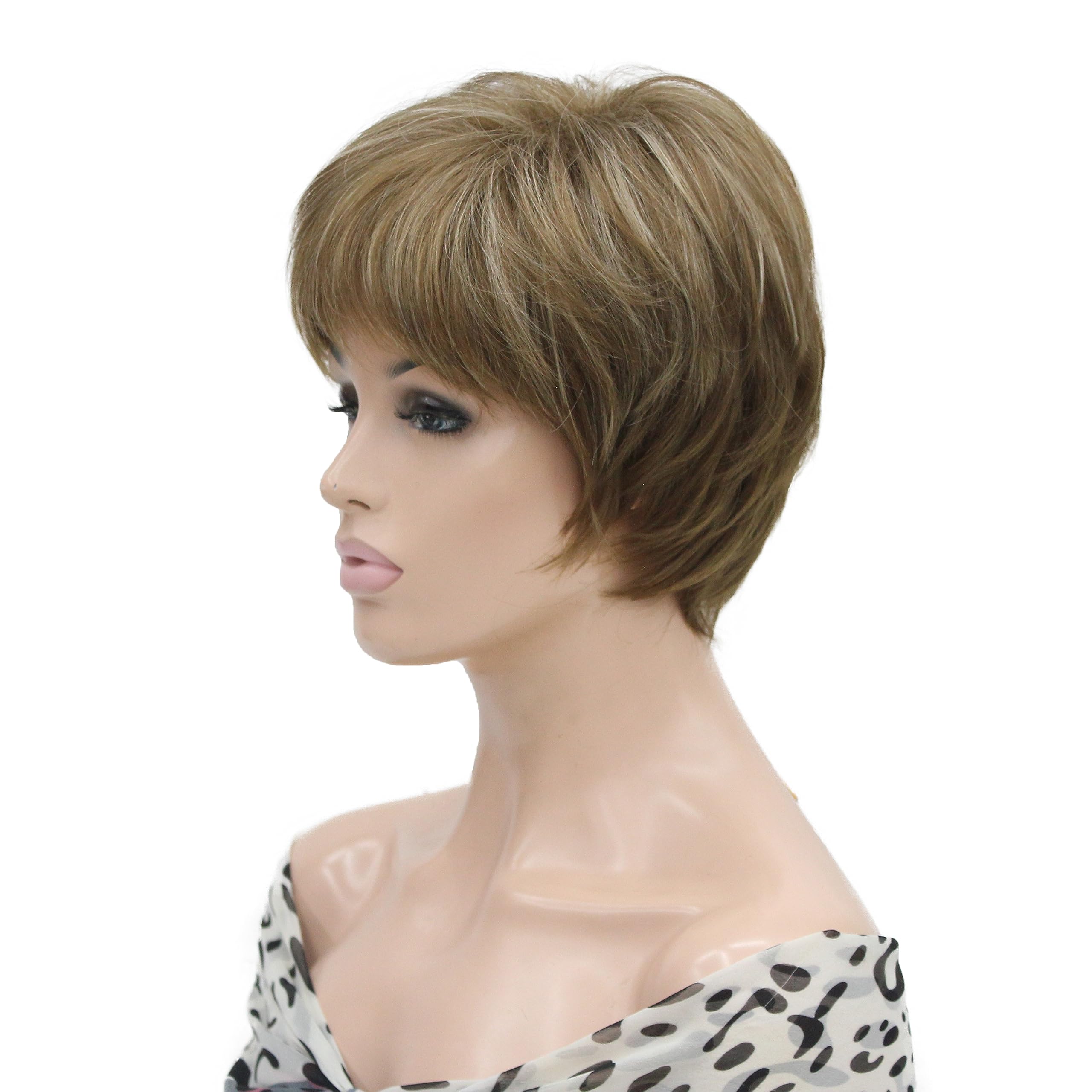 Lydell Short Layered Shaggy Full Heat Resistant Synthetic Wigs 12TT26 Brown Highlights - Image 3