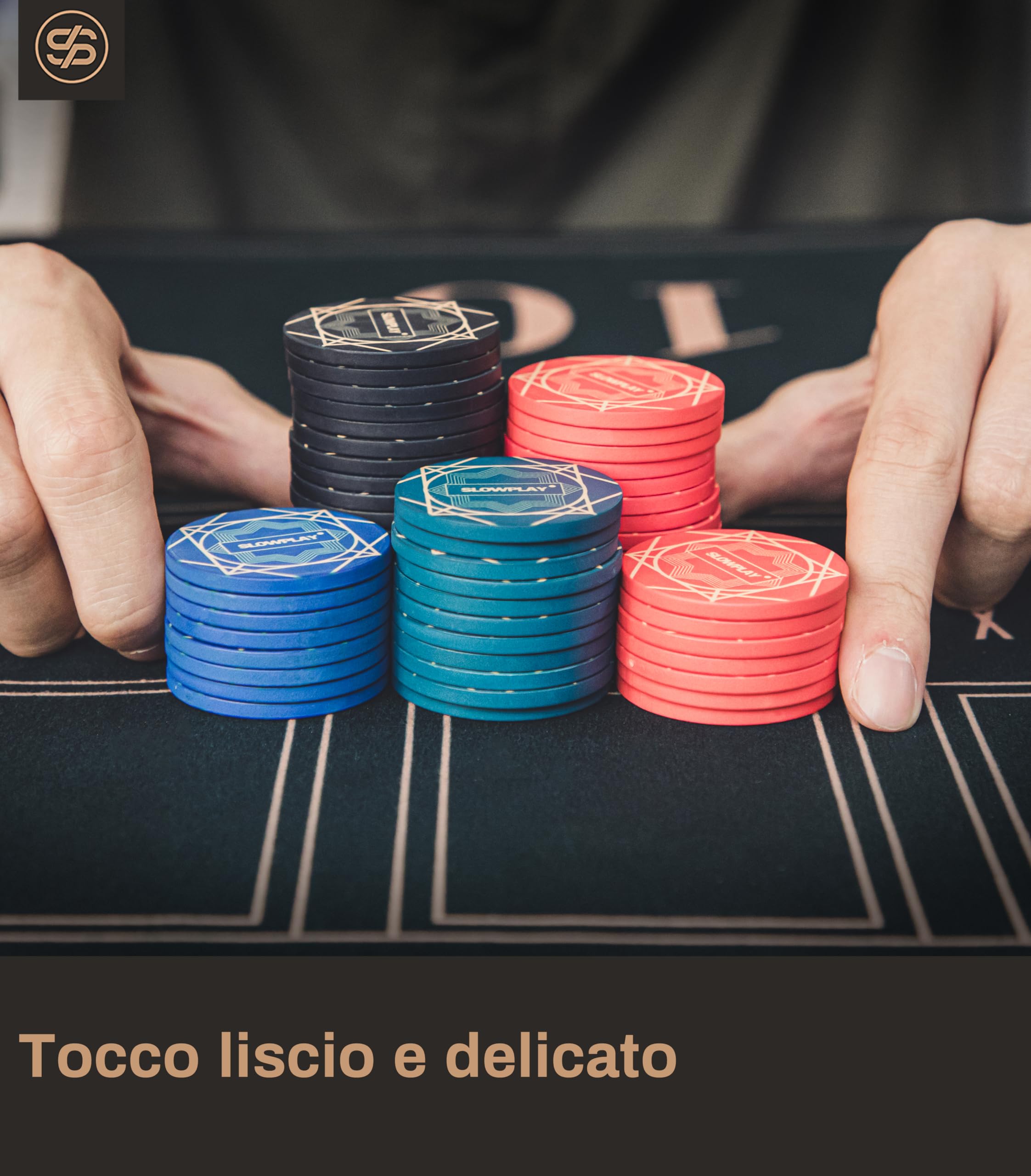 SLOWPLAY Nash, fiches da poker in ceramica di grado casinò, 10 grammi, per Texas Hold'em, chip professionali da 39 mm, confezione da 50 con denominazione di 100