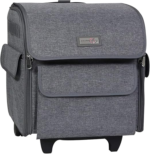 Everything Mary Serger Machine Rolling Storage Case, Heather - Carrying Bag For Overlock Machines - For Brother, Singer, & Juki Sergers - Organizer Tote For Sewing Thread & Supplies