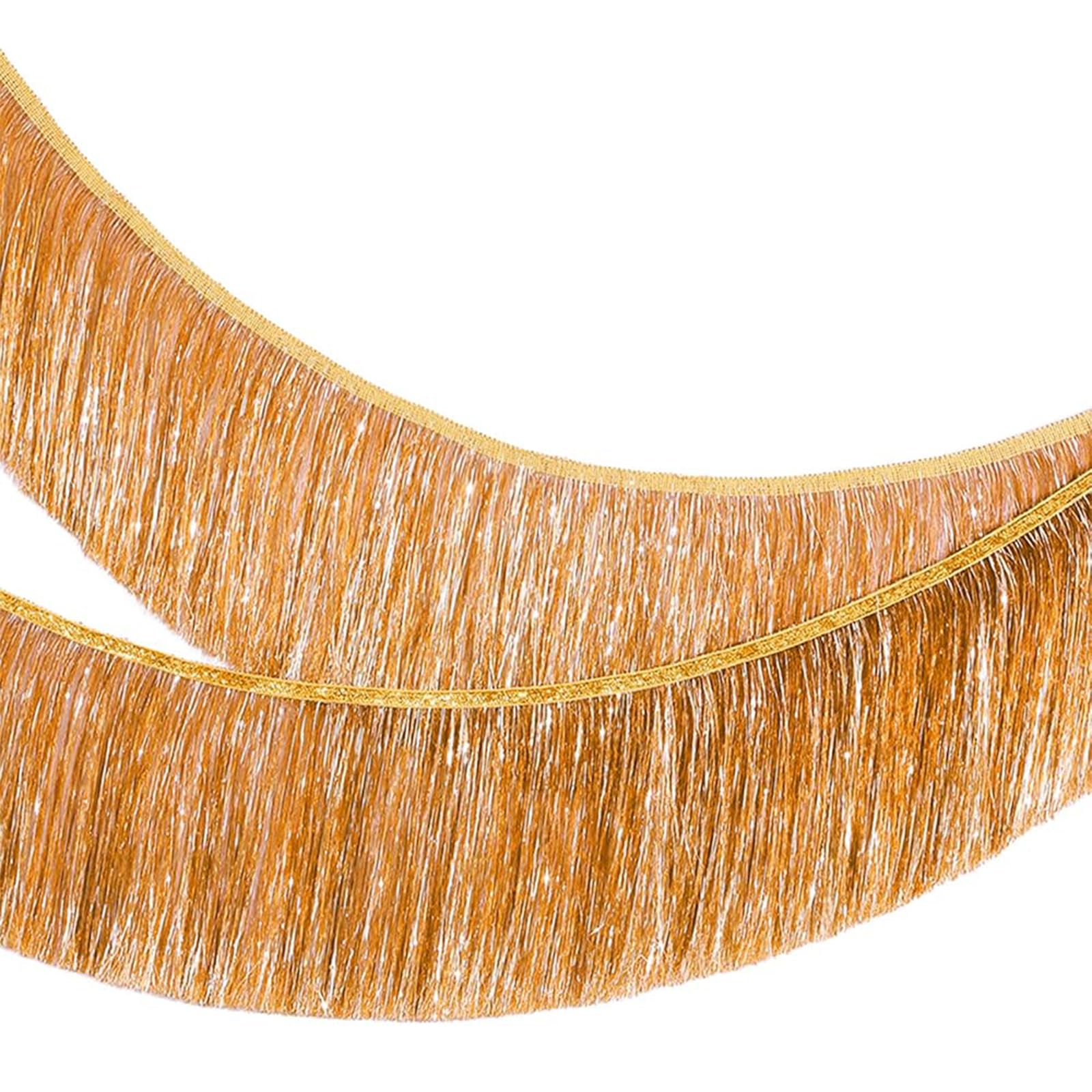 AURALIN 2 Pack Orange Fringe Garland (2m x 20cm) Sparkly Metallic Foil Tinsel Fringing Shiny Wall Hanging Streamers Backdrop for Halloween New Year's Eve Birthdays & Parade Floats