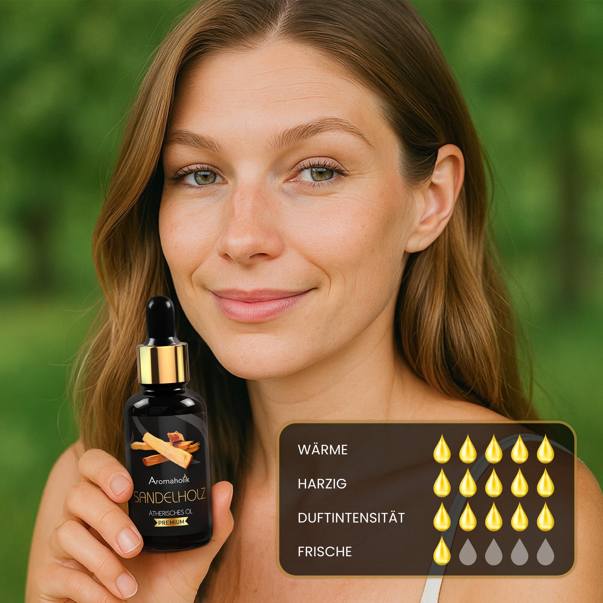 Premium reines natürliches Sandelholzöl – 100 % pures ätherisches Öl, BIO, organisch – zur Herstellung ätherischer Öle, Kerzen, Seifen, DIY – Sandalwood Essence 1L, Aromaholik