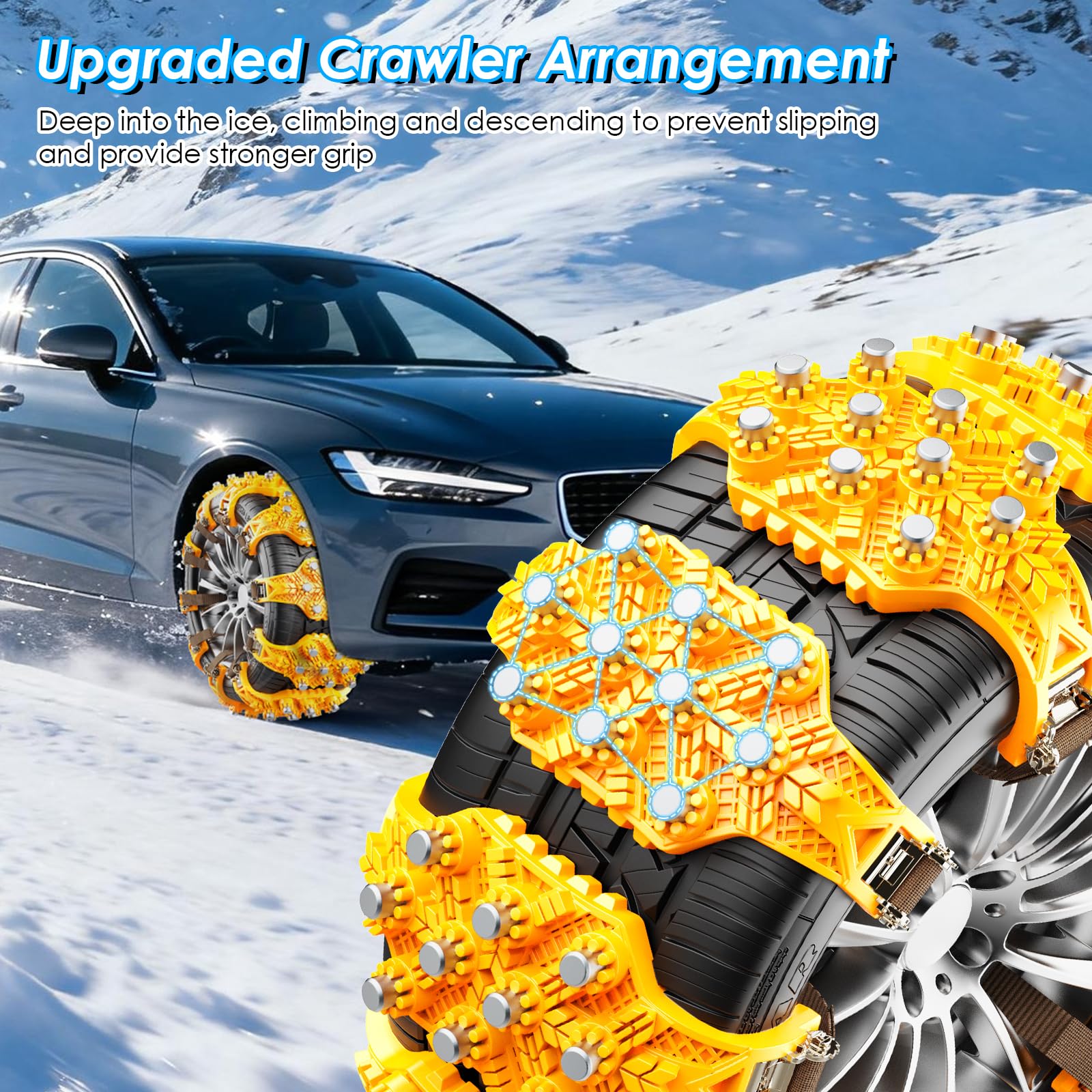 Catene da Neve Ninonly 8Pcz Universali Regolabili per Auto Camion SUV Pneumatici 165-245mm