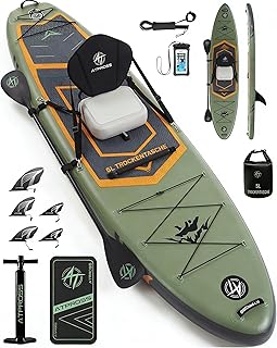 366x92cm Extra Groß & Breit Stand Up Paddling Board, SUP Board 240kg für alle Gewässer, Ultra-stabiles Stand Up Paddle mit Sitz & Zubehör Set, SUP für Yoga, Angeln & Surfen