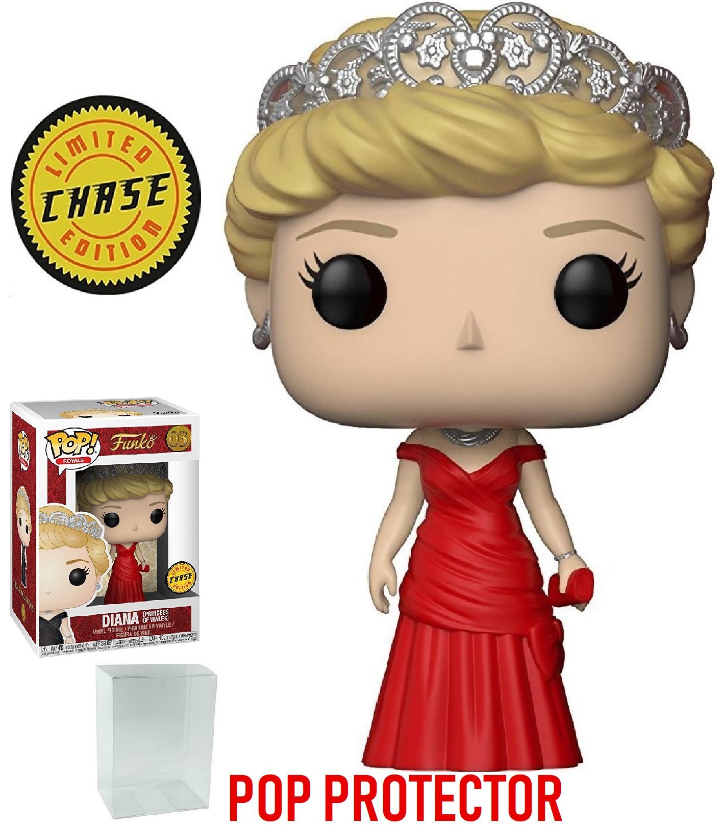 Funko The Royal Family - Princesa Diana [Princesa de Gales] Edición limitada Chase Pop! Figura de vinilo (incluye funda protectora compatible con caja de pop)