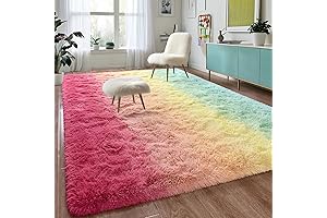 DweIke - Luxury Fluffy Rainbow Rug