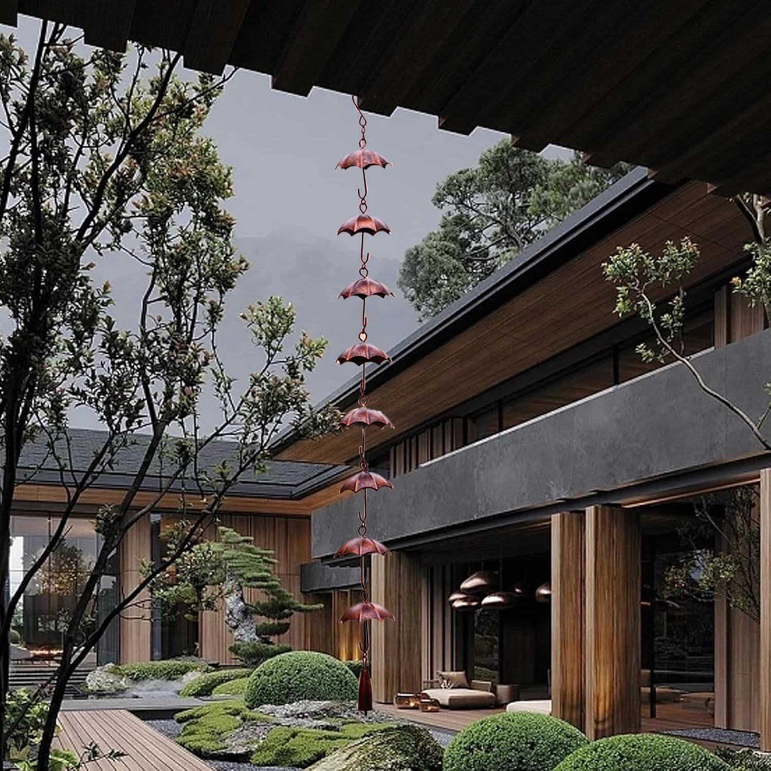 Rain Chains, rainwater harvesting Chains, 39 Inch Metal Rain Catcher Chain, Hanging Gutter Chain Downspout for Villas, Courtyards, Parks Outdoor Summer Decor, Rain Chains for Gutters