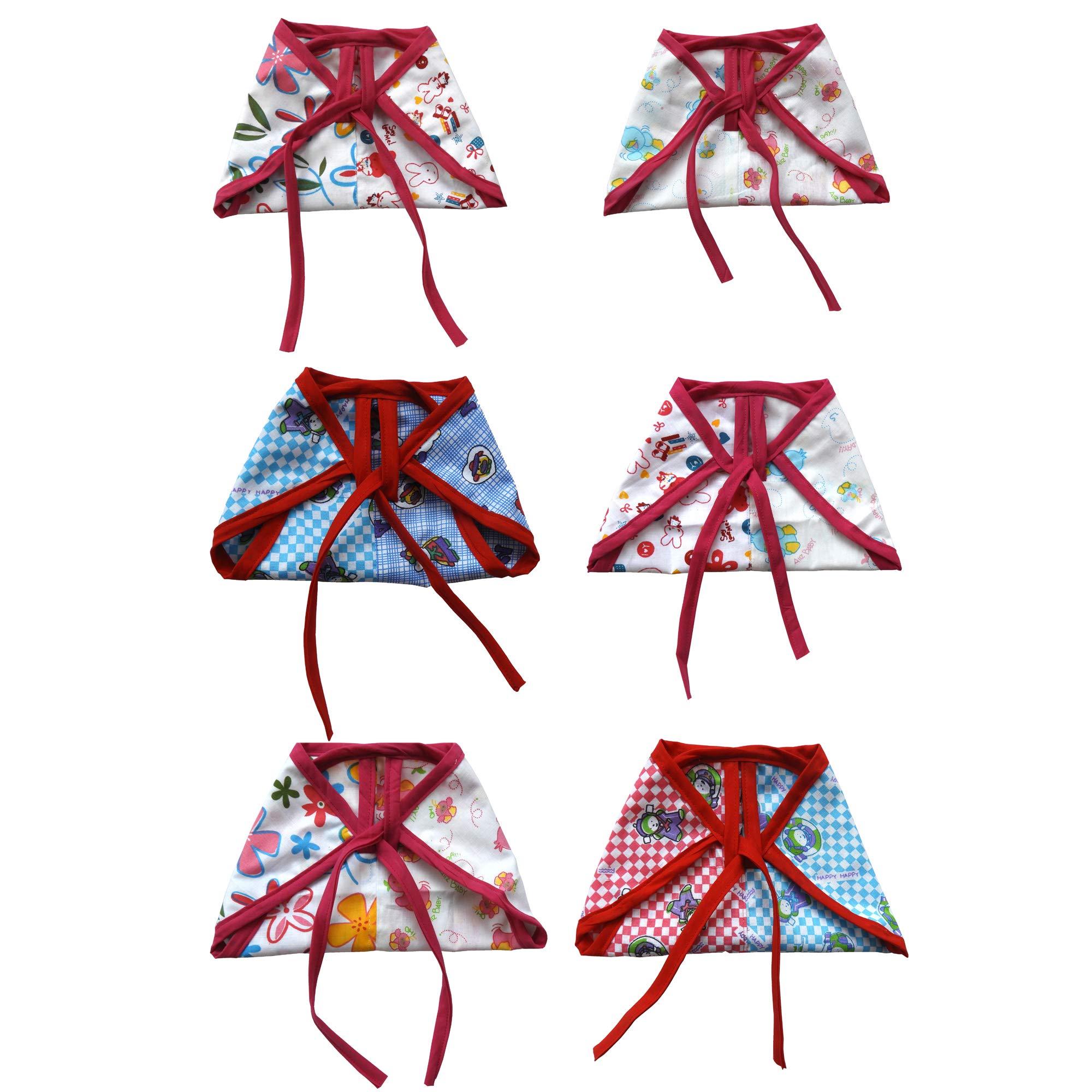 Srim Cotton Nappy with Double Layer Fabric - Langot - 6 Pcs - 2198-RANDOM TWIN COLOUR-image-1