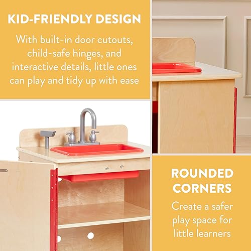 Miniatura 4 de Chef's Station - Fregadero de cocina de madera para niños, cocina de juguete, natural