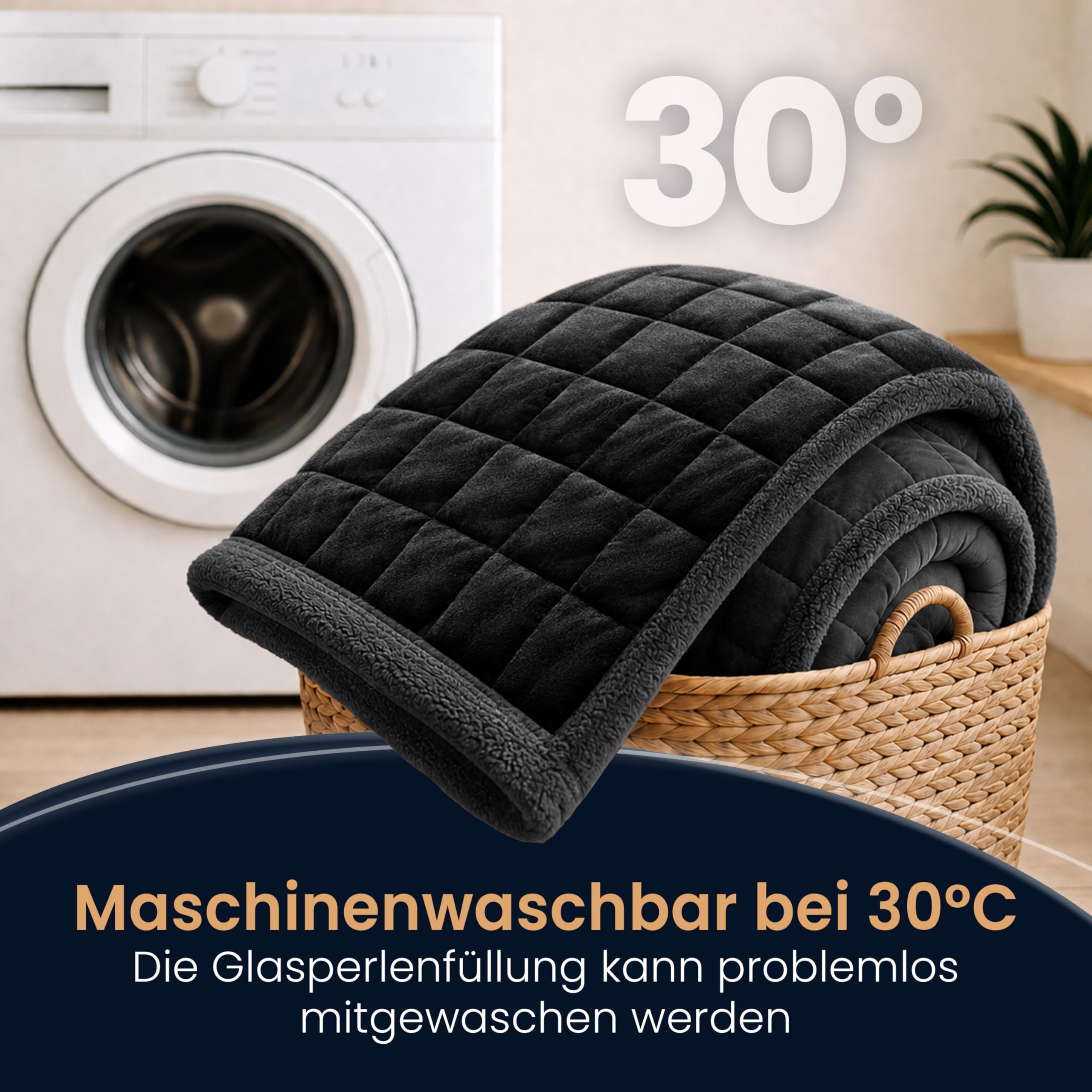 ELONEO Sherpa Fleece Gewichtsdecke 135x200 cm 7 kg Oeko-Tex Zertifiziert Weighted Blanket schwarz