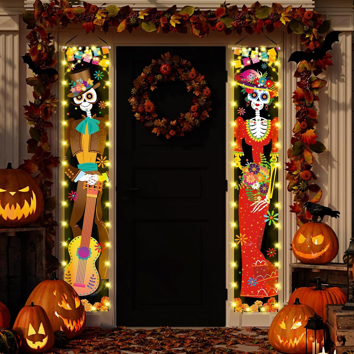 Amazon.com: Retisee 2 Pcs Dia De Los Muertos Decorations Day of The ...