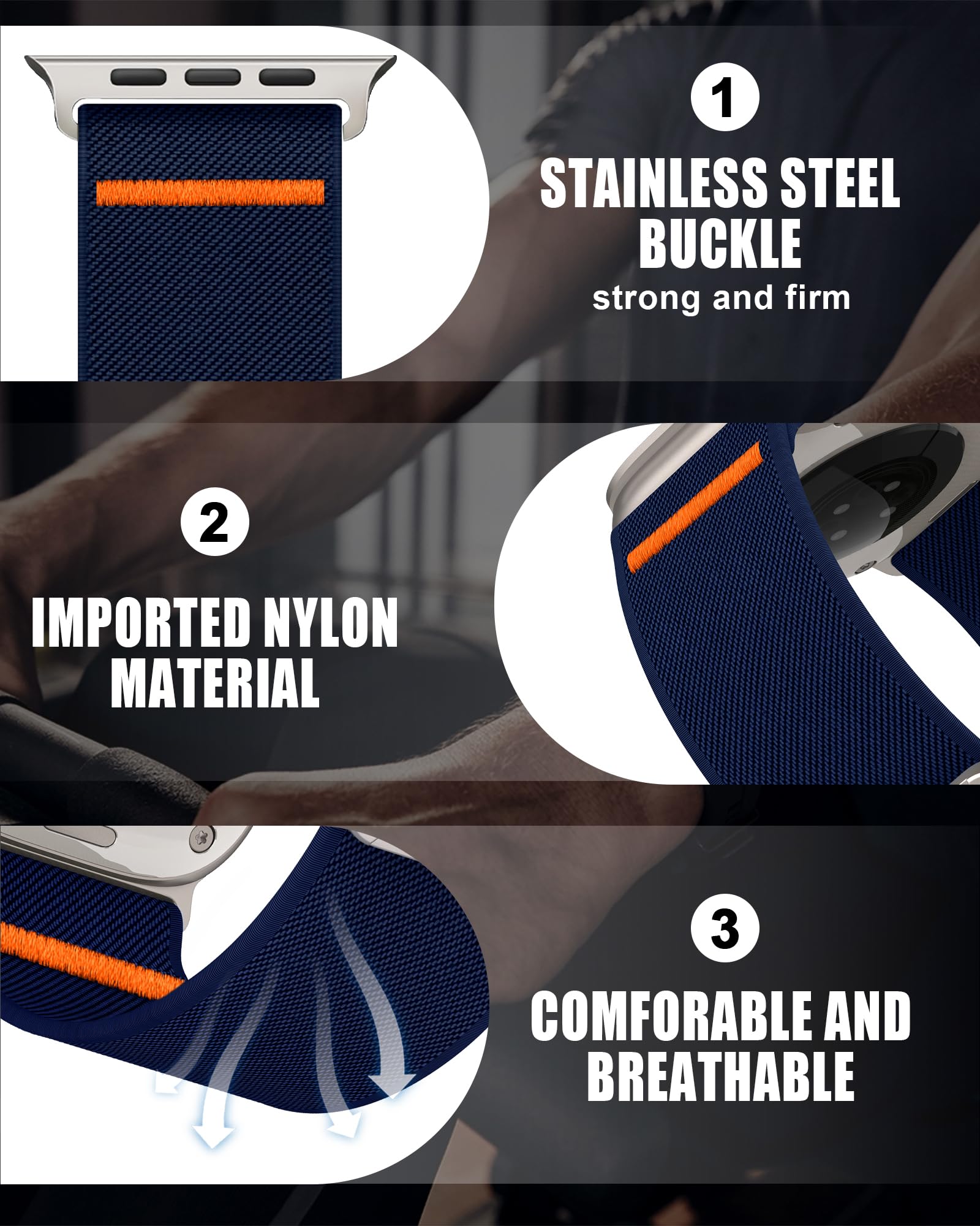 Higgs Nylon Cinturini Compatibile con Cinturino Apple Watch 44mm 45mm 42mm Ultra/Ultra 2 49mm Uomo Donna, Cinturino Regolabile Nylon Elastico Sport Cinturino per iWatch Series 9 SE/2 8 7 6 5 4 3 2 1