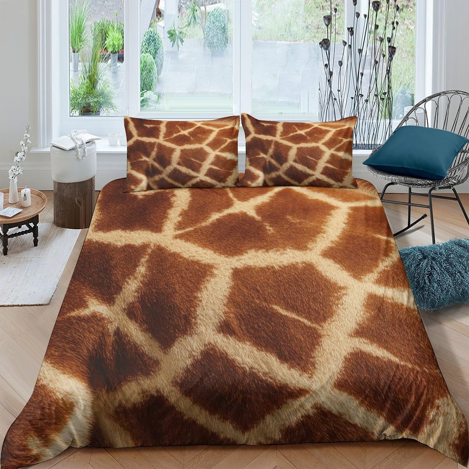 Ctjqhvkz Style-6 3D Printed Giraffe Pattern Fitted Sheet Microfiber Soft Brown Animal Skin Mattress Cover For Bedroom Guestroom Single（135X200cm）