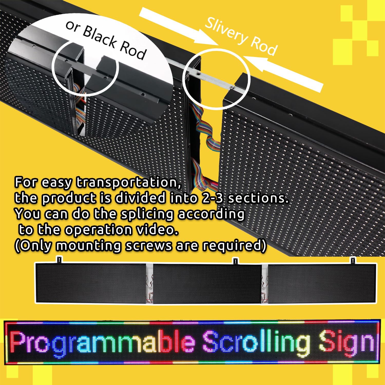 40x14 Inch Full Color P10 LED Scrolling Sign - Programmable Digital Display Board