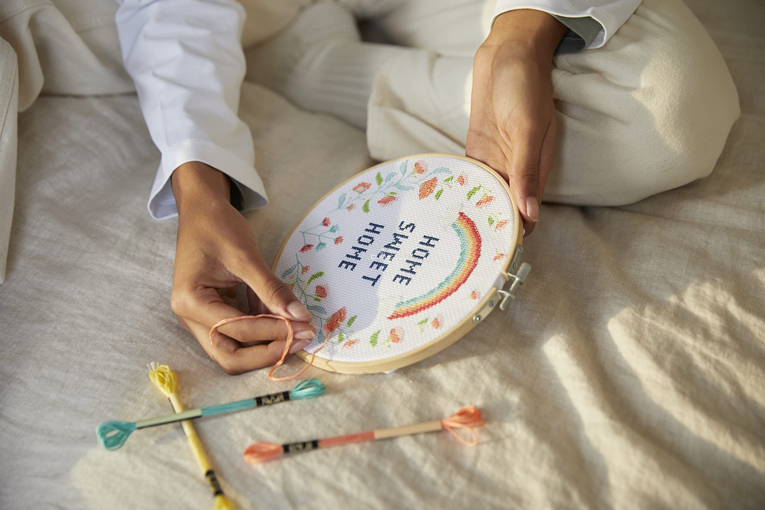 Kit De Broderie Point De Croix Pré-imprimé "Home Sweet Home" 14 Carats - Neuf, Motif Doux Maison