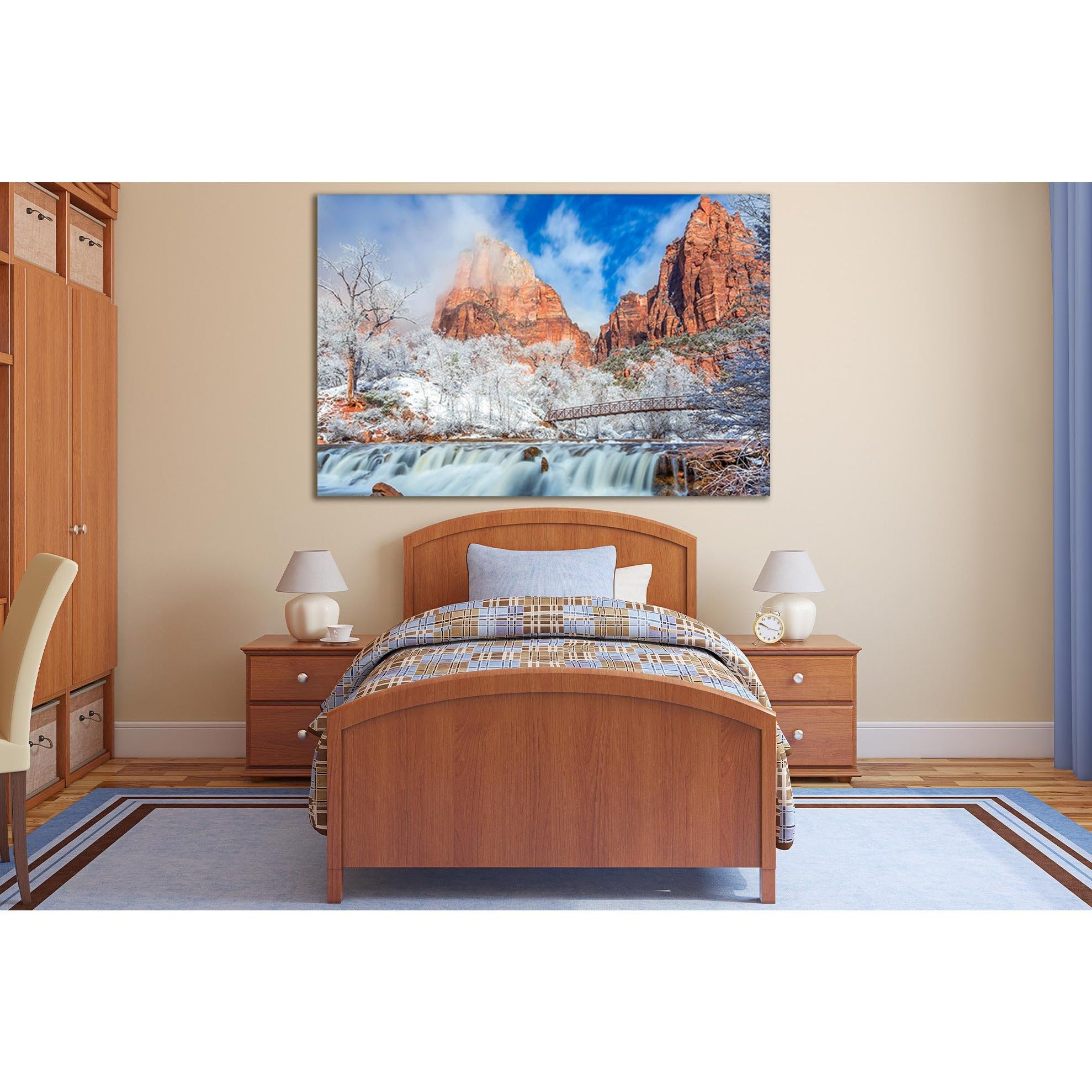 Impression sur toile Zion Park Mountains tableau cascade 60x40 cm - 4