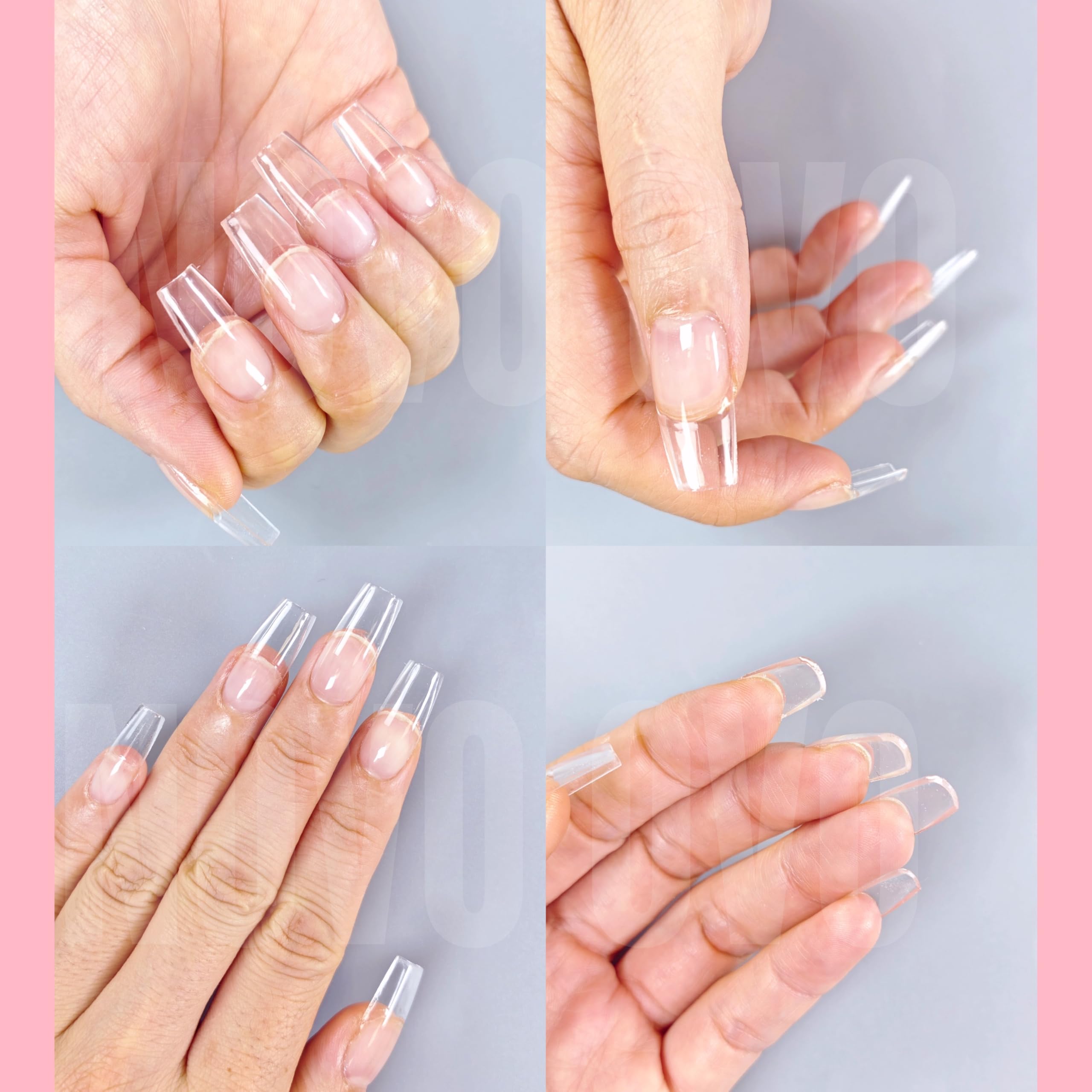 NOVO OVO Extra Thick Square Nail Tips Press on Natural Curve, Medium Soak Off Soft Gel Fake Nail Extension - Image 3