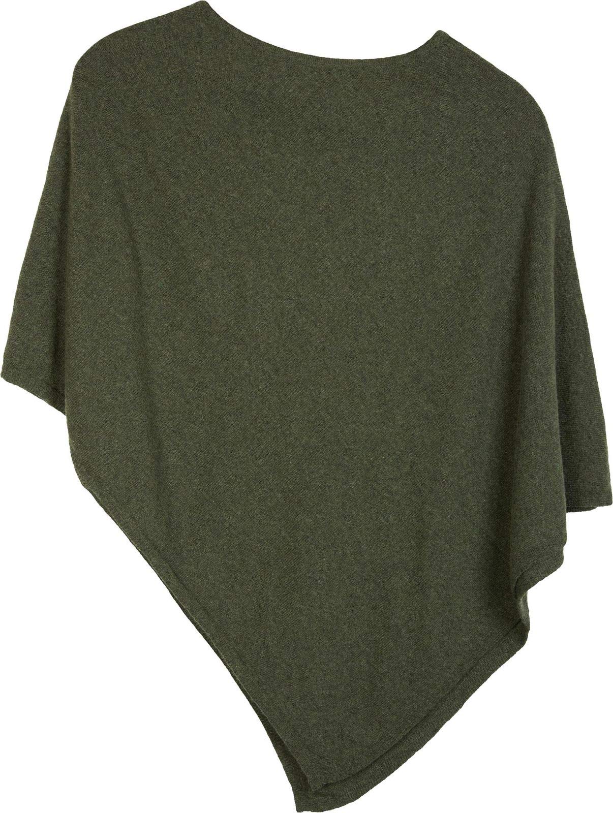 Stylebreaker Women's Olive Soft Fine Knit Poncho In Plain, Round-Neck, 08010042, Colour: