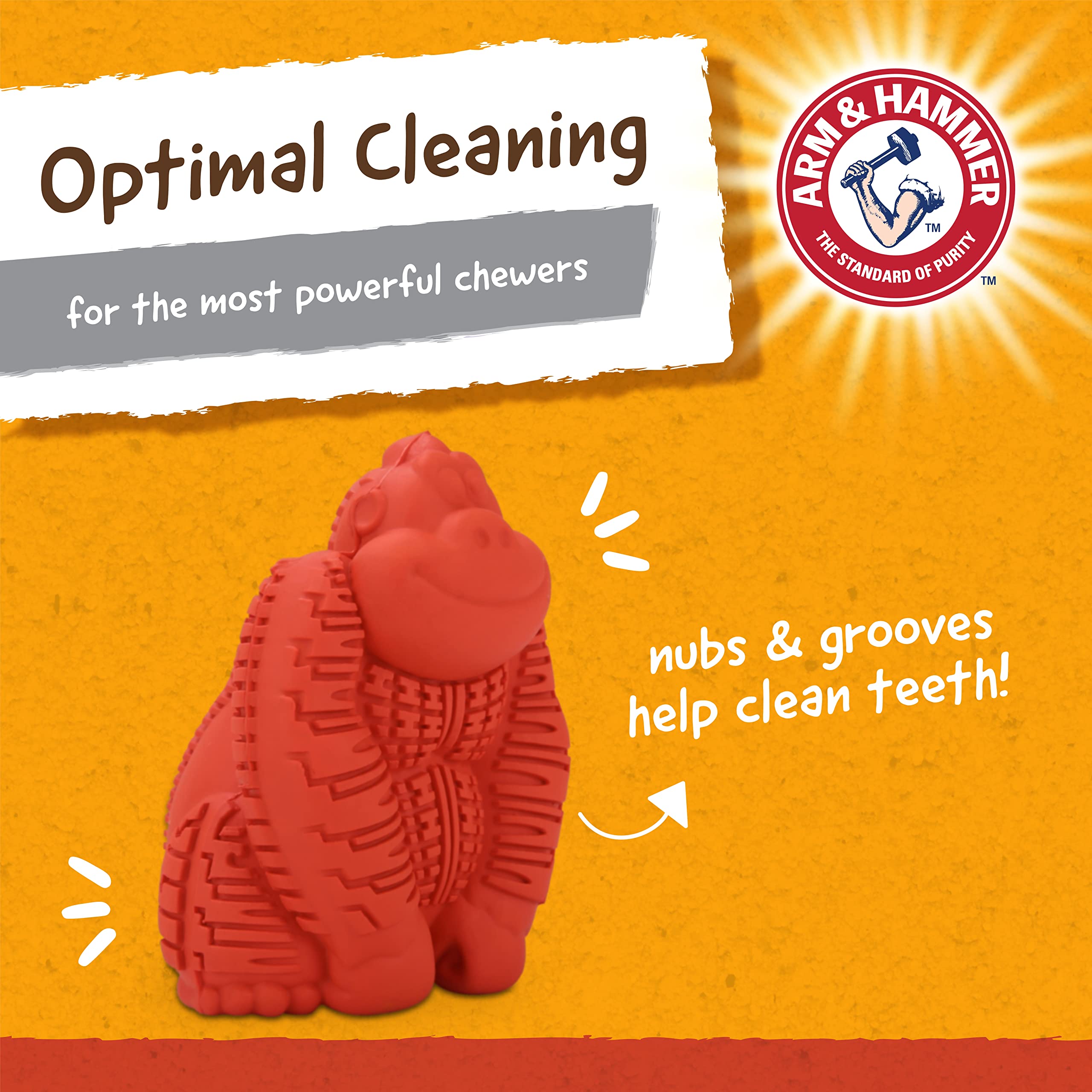 Arm & Hammer Super Treadz Mini Gorilla - Juguete Dental masticable para Perros, Juguetes masticables dentales para Perros Que reducen la acumulación de Placa y sarro sin cepillar para Perros de hasta | Infusión de bicarbonato de sodio, apto para lavavajil