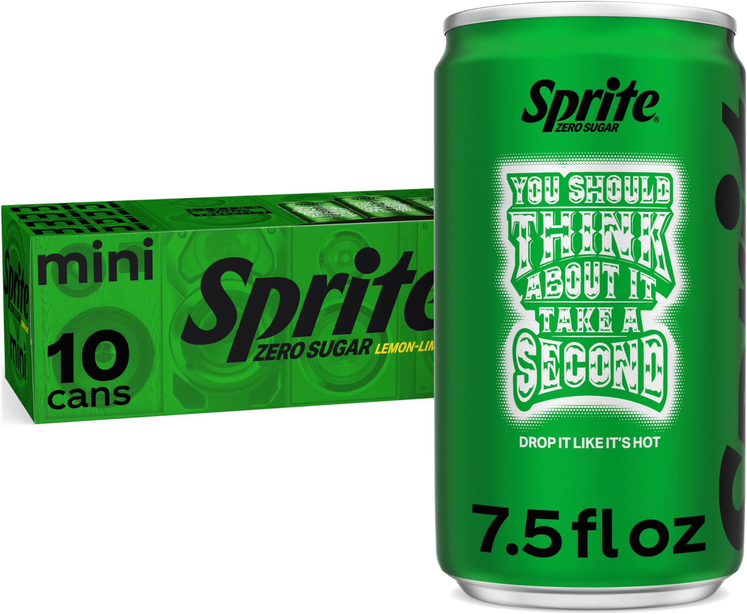 Zero Sugar Lemon-Lime Caffeine Free Soda Soft Drink Fridge Pack Mini Cans, 7.5 fl oz, 10 Pack