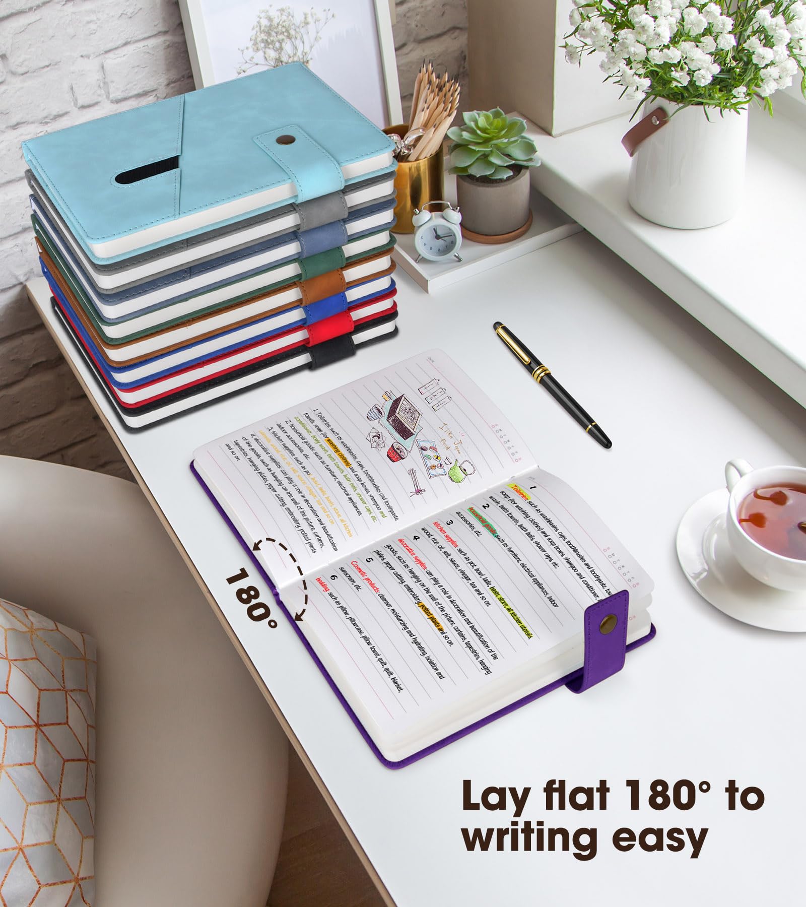 Notizbuch, A5, liniert, Leder, für Männer und Frauen, 15 x 21 cm, personalisiertes Hardcover-Tagebuch mit Stift, 200 Seiten, 100 g/m² dickes, liniertes Papier, Tageskalender für Schule, Reisen,