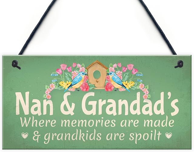 RED OCEAN Nan & Grandad Hanging Wall Plaque Nan Gifts For Grandad Grandma Birthday Home Garden Decor