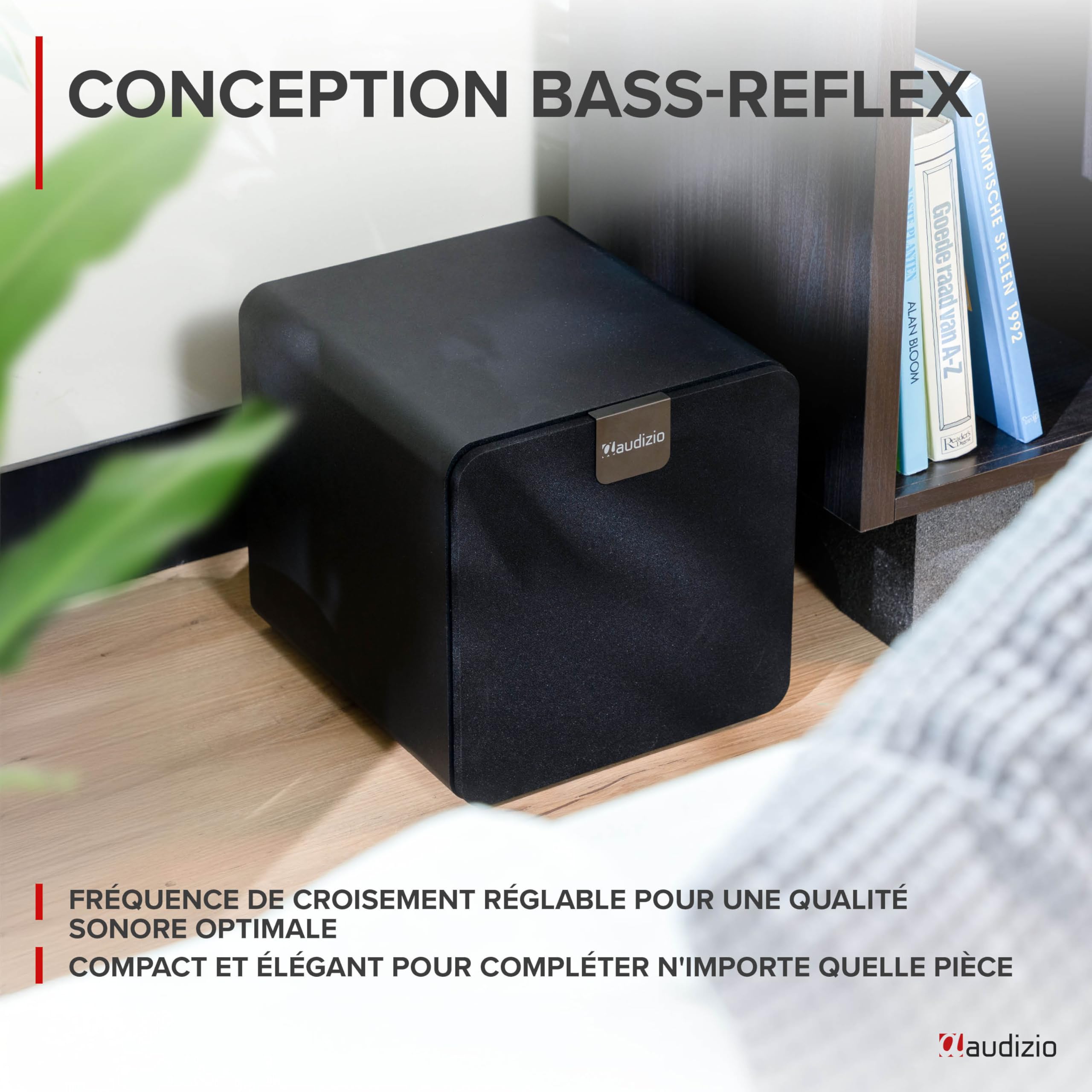 Audizio SW80D Caisson de Basses Actif Hi-Fi 160W Subwoofer 8" avec Réglage Crossover et Volume Indépendant