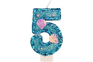 Blue Number 5 Candle for Mermaid Themed Cakes