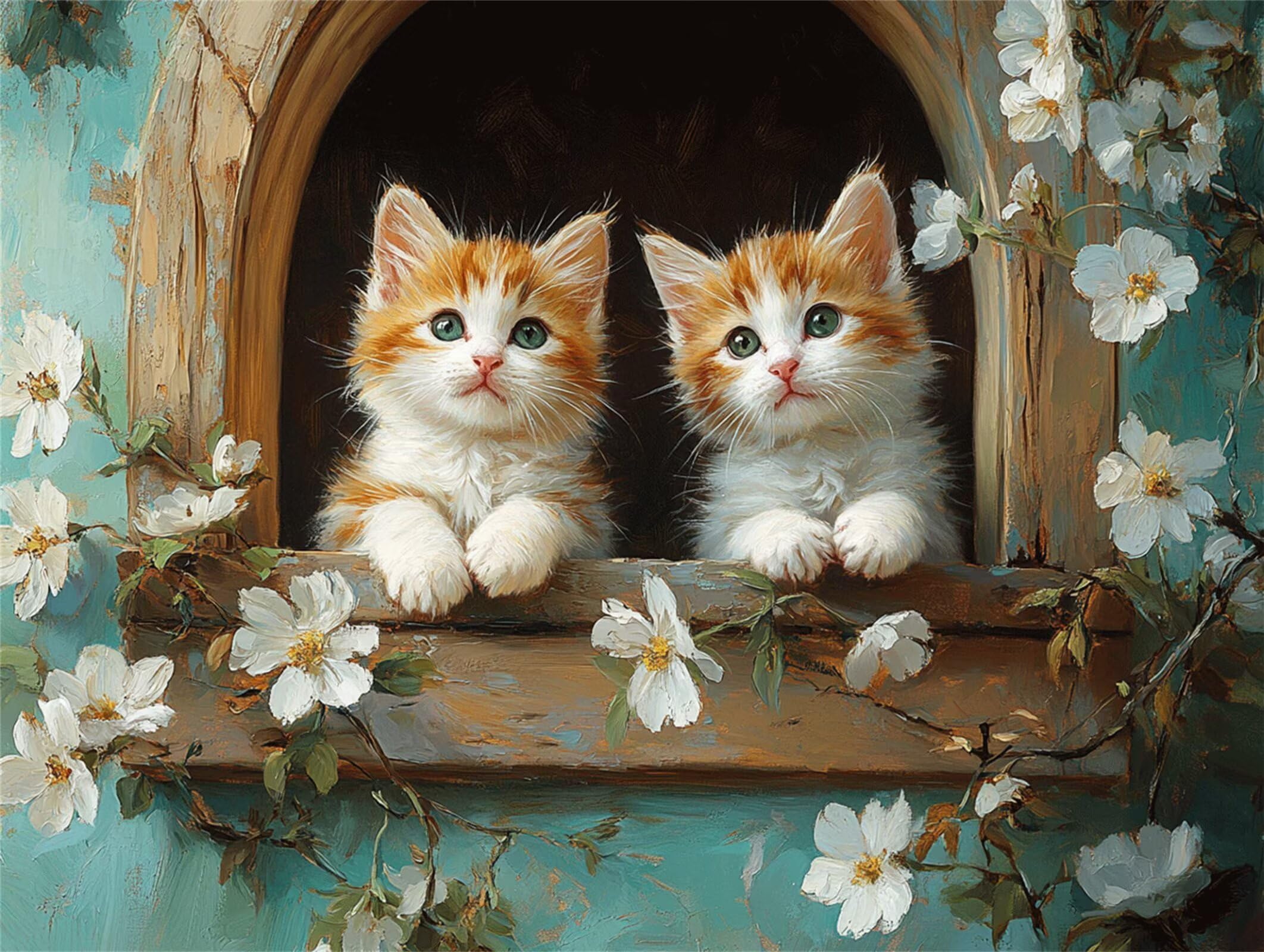 Puzzle 1314 Pieces Chats Puzzle Adulte 75x50cm, Fleur, n-506