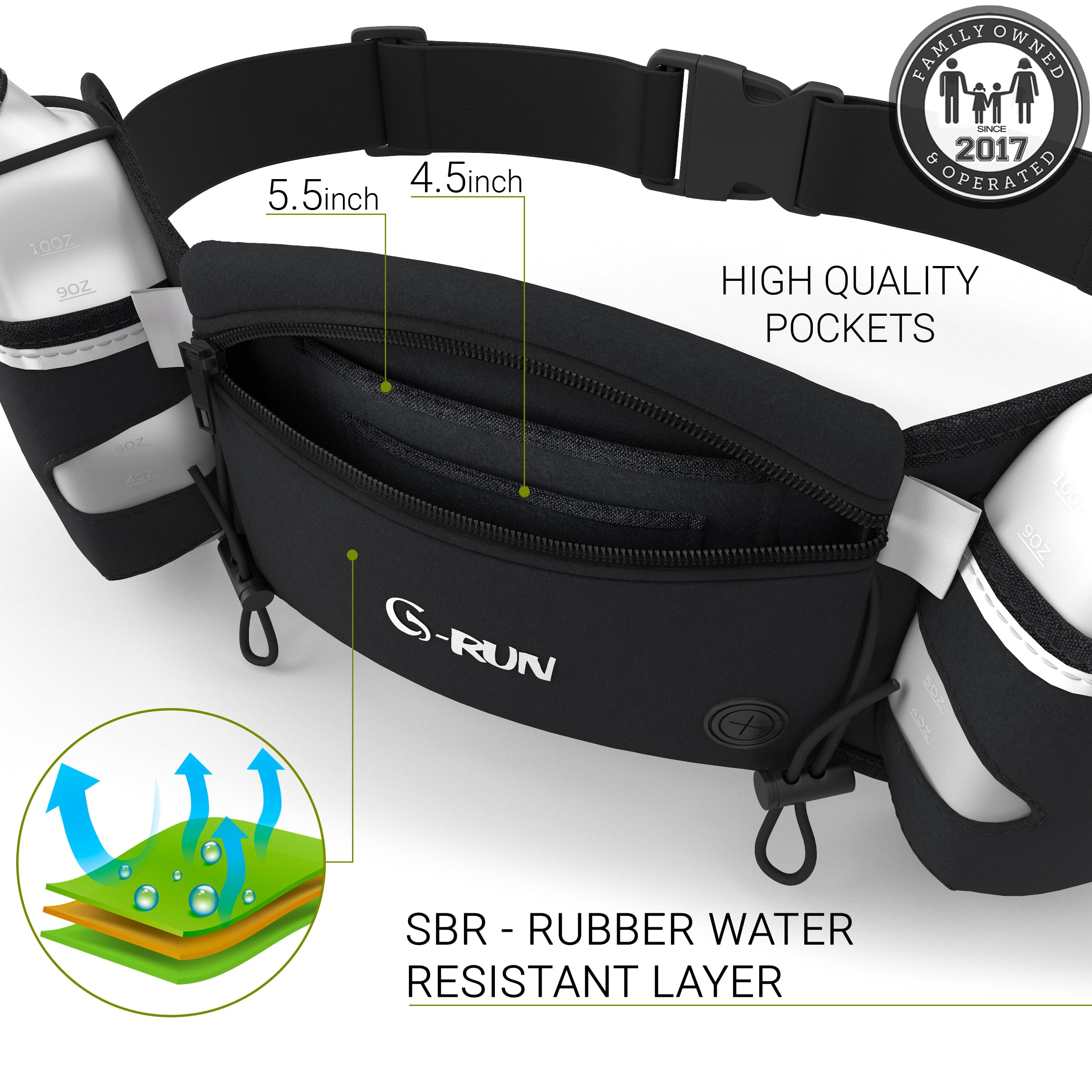Q-RUN Cinturón de hidratación para Correr