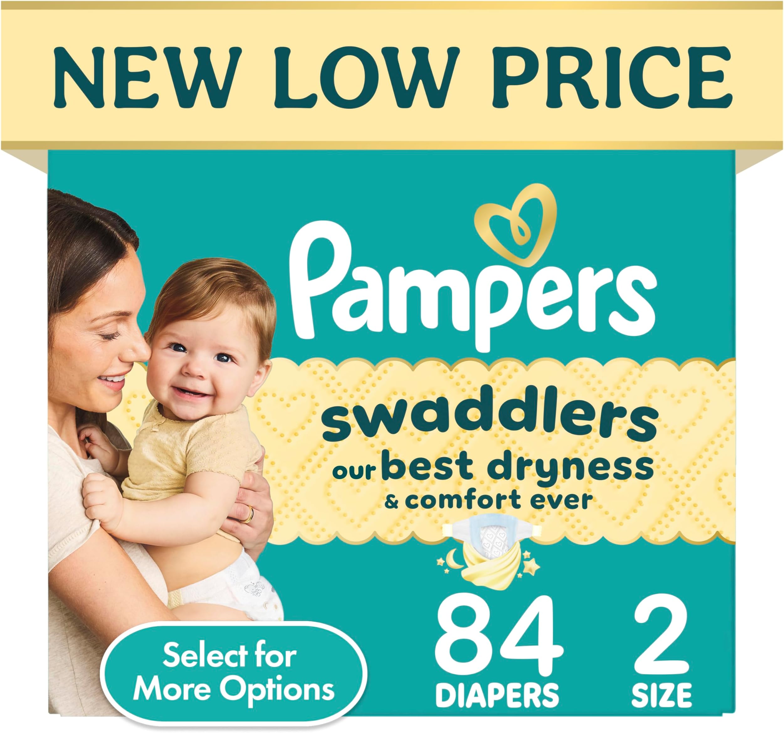 Pampers Swaddlers Diapers, Size 2 (10-22 lbs), 84 Count, Hypoallergenic, Absorbent, Keeps Baby Dry and Comfortable, Skin Safe Disposable Baby Diaper