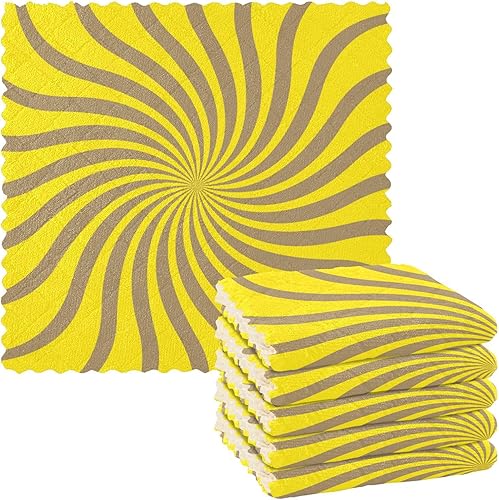 FRODOTGV Twirl Swirl Yellow 6 Pack Quick Dry Kitchen Towels and Dishcloths Sets Decor Quality Flour Sack Kitchen Towels for Bathroom Table