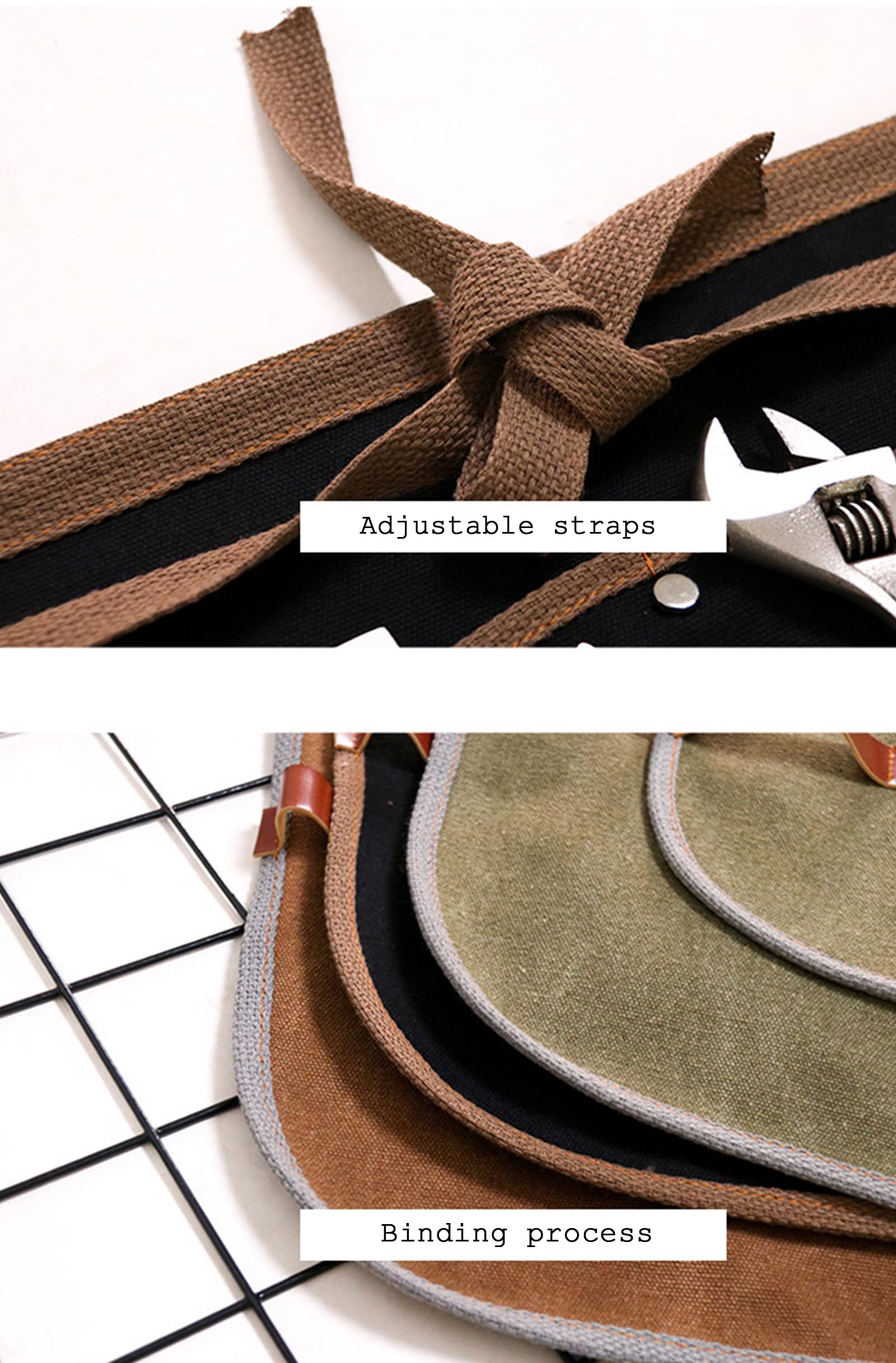 Grembiule Corto da Lavoro In Tela E Denim Unisex A Mezza Vita e Multitasche, Ideale Per Artigianato, Falegnameria e Giardinaggio