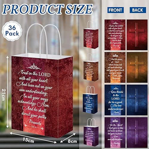 Miniatura 9 de 16 bolsas de regalo de himno religioso bolsa de regalo de papel inspiradora con asas bolsa de bienvenida para regalos de bautismo envoltura de