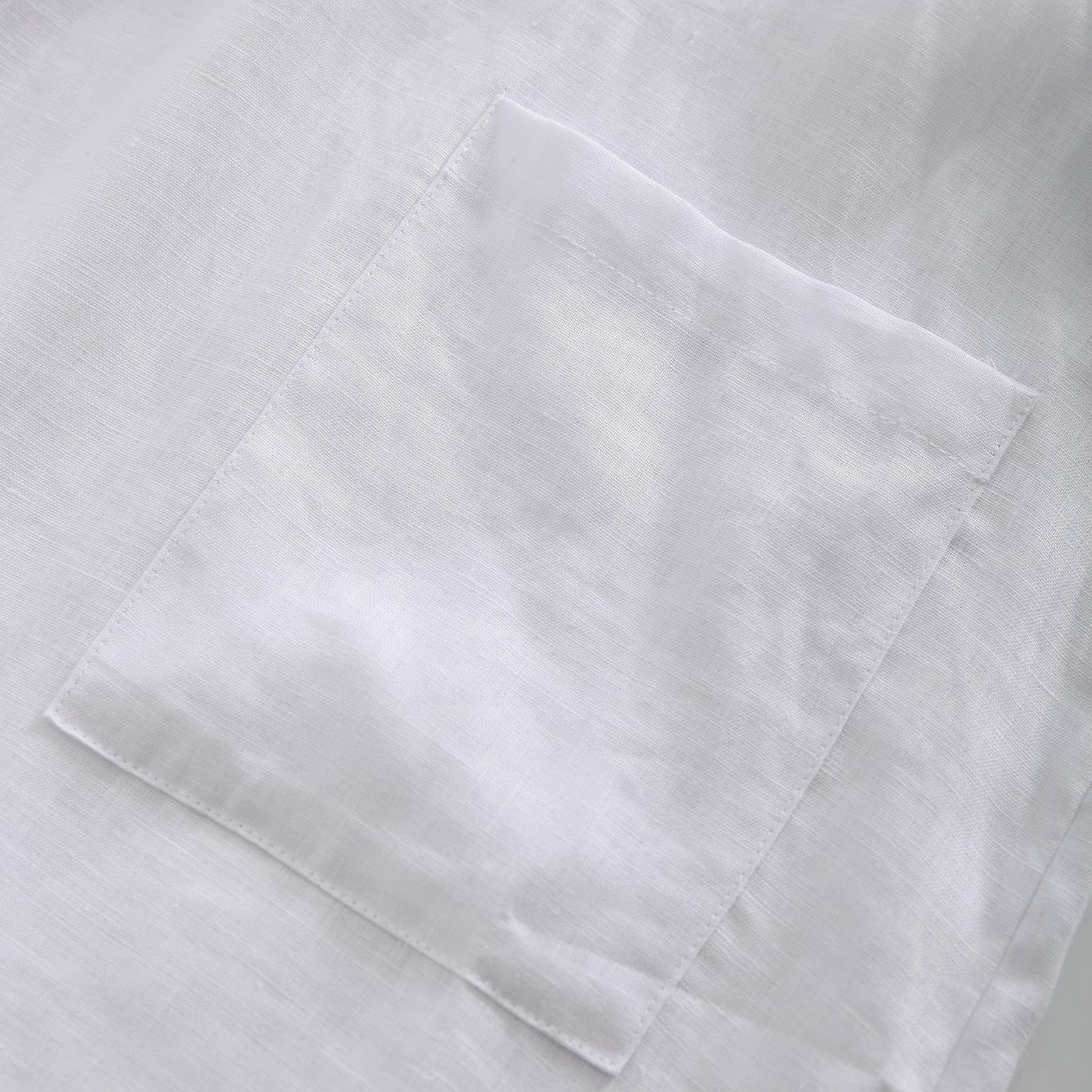 Amazhiyu Peignoir kimono en lin pur pour femme, mi-long, léger, à manches longues avec poches
