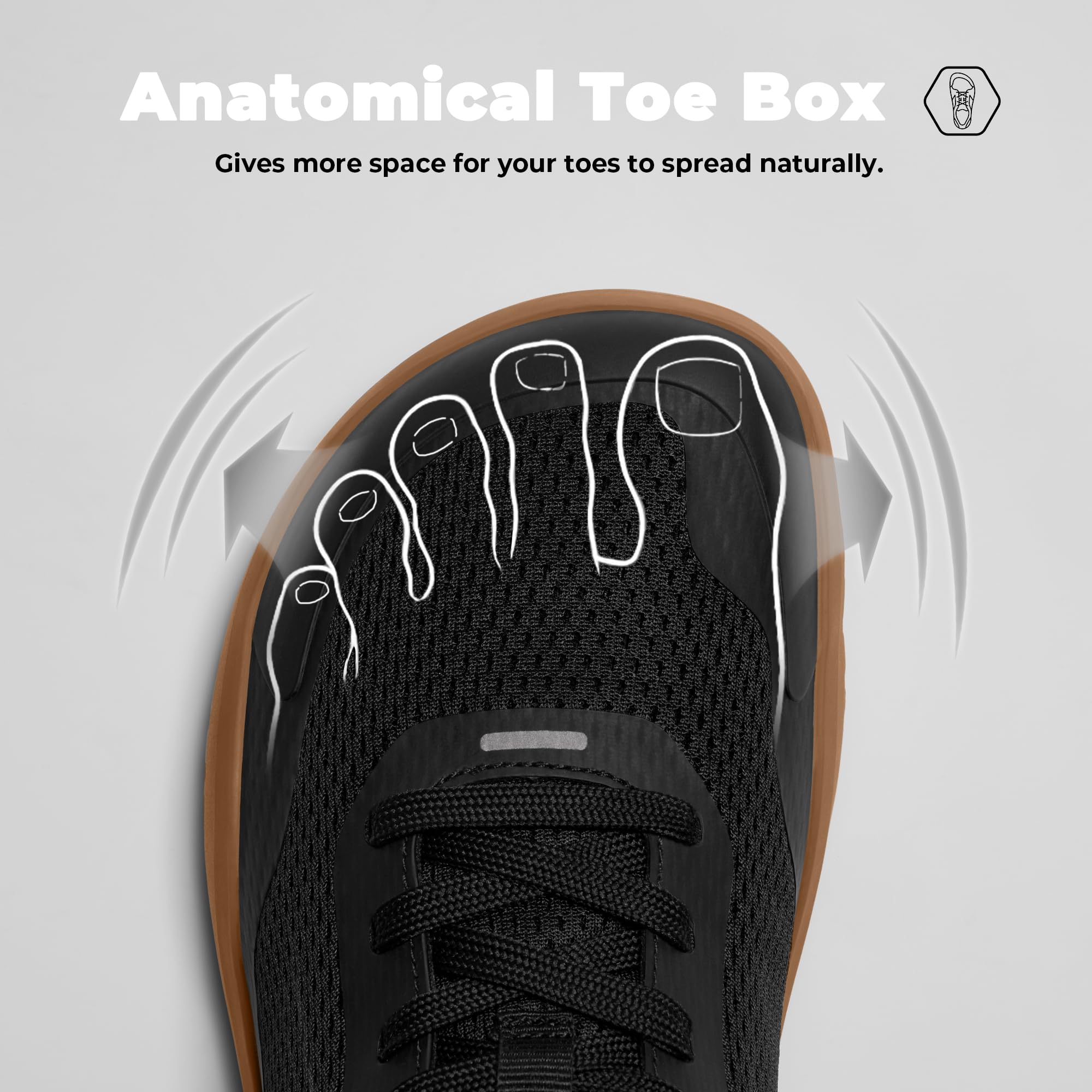 AIRHAS Mens Zero Drop Barefoot Shoes Anatomical Tox Box Trail Running Sneakers for Men Gym Workout Cross Training Shoes — view 4