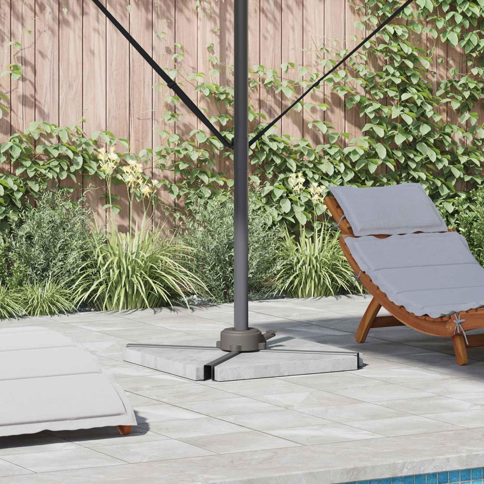 Supporto per ombrellone argentato in robusto acciaio, 23 x 15,5 x 6 cm, resistente alle intemperie e al vento, ideale per giardino, balcone, terrazza, base stabile per ombrellone con facile