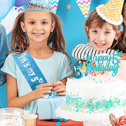 Vista 47 de Decoraciones de 7º cumpleaños para niña, incluyendo corona/tiara, banda, adornos para pastel de cumpleaños y velas del número 7, suministros de Rosa